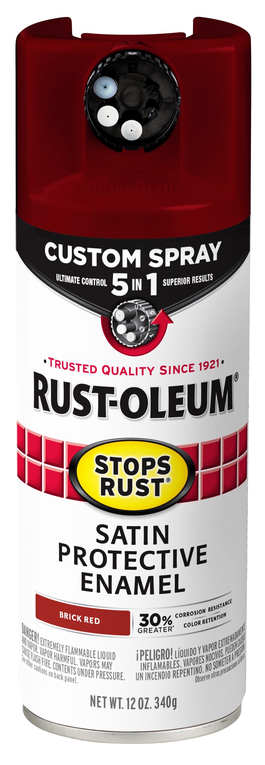 Rust-Oleum 376892 Stops Rust Custom Spray 5-in-1 Spray Paint, 12 oz, Gloss Leather Brown