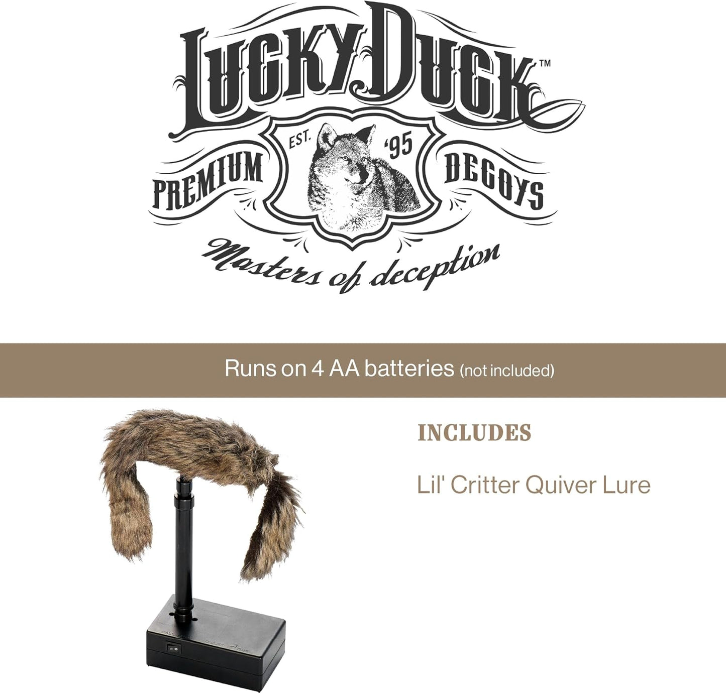 Lucky Duck Lil' Critter Quiver Lure for Coyote, Bobcat, Predator Hunting Decoy