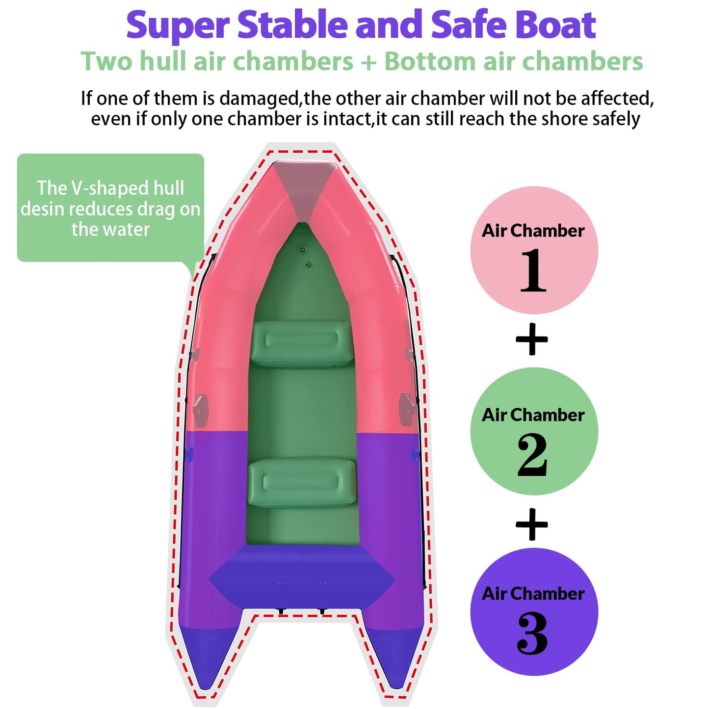 10 ft Dinghy Boats, 3 Person Inflatable Fishing Kayak Raft Sport Boat for Adults with Paddles Air Pump Carry Bag