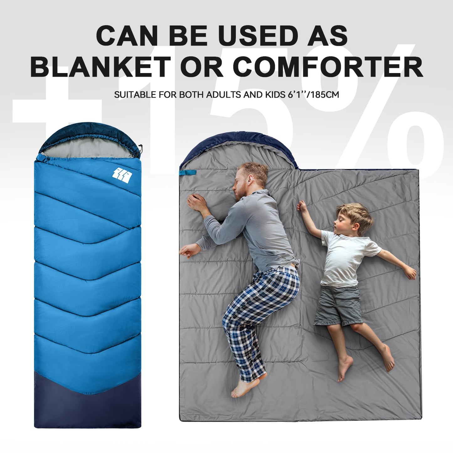 Sleeping Bags for Adults Cold Weather,Portable, Waterproof,Lightweight Sleeping Bag for Tall Girls Boys with Compression Sack for Warm Camping, Hiking, Outdoor & Indoor