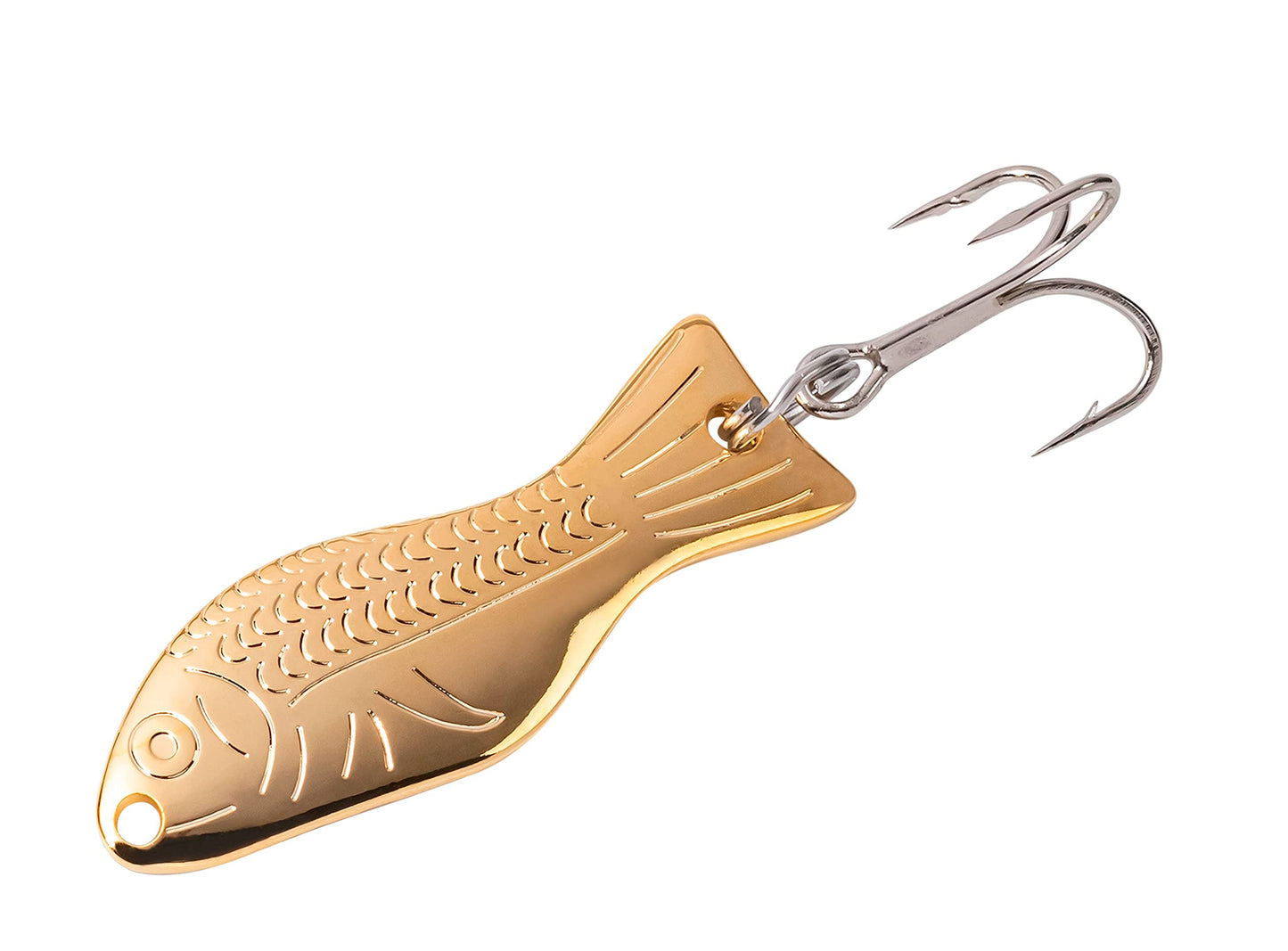 AL's Goldfish Lure Company, Rust Free Goldfish Freshwater Fishing Spoon, Treble Hook, Trout, Salmon, Bass, Walleye, Crappie, Panfish, and Pike. Sizes 3/16 oz., 1/4 oz. or 1/2 oz