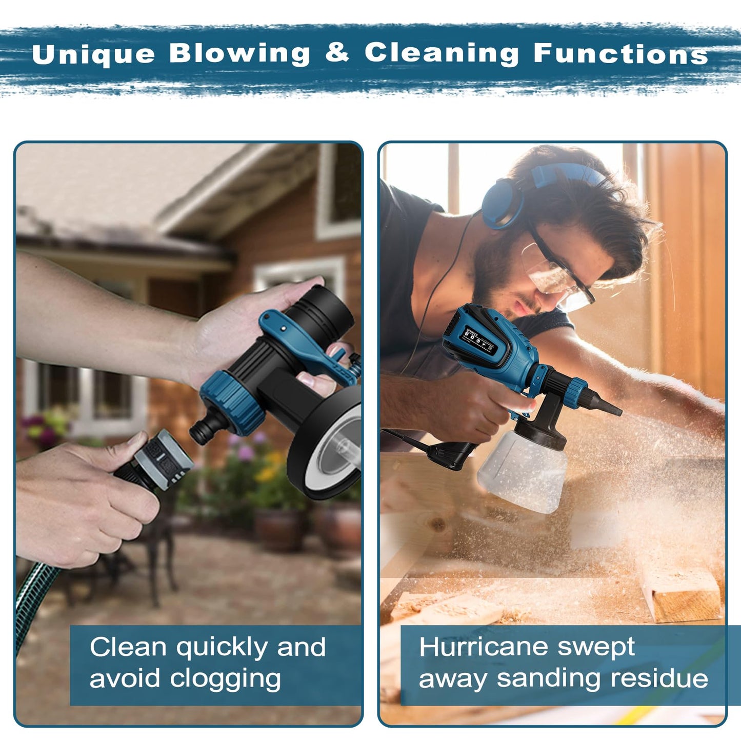 Paint Sprayer, 700W HVLP Spray Gun with Cleaning & Blowing Joints, 4 Nozzles and 3 Patterns, Easy to Clean, for Furniture, Cabinets, Fence, Walls, Door, Garden Chairs etc. VF803