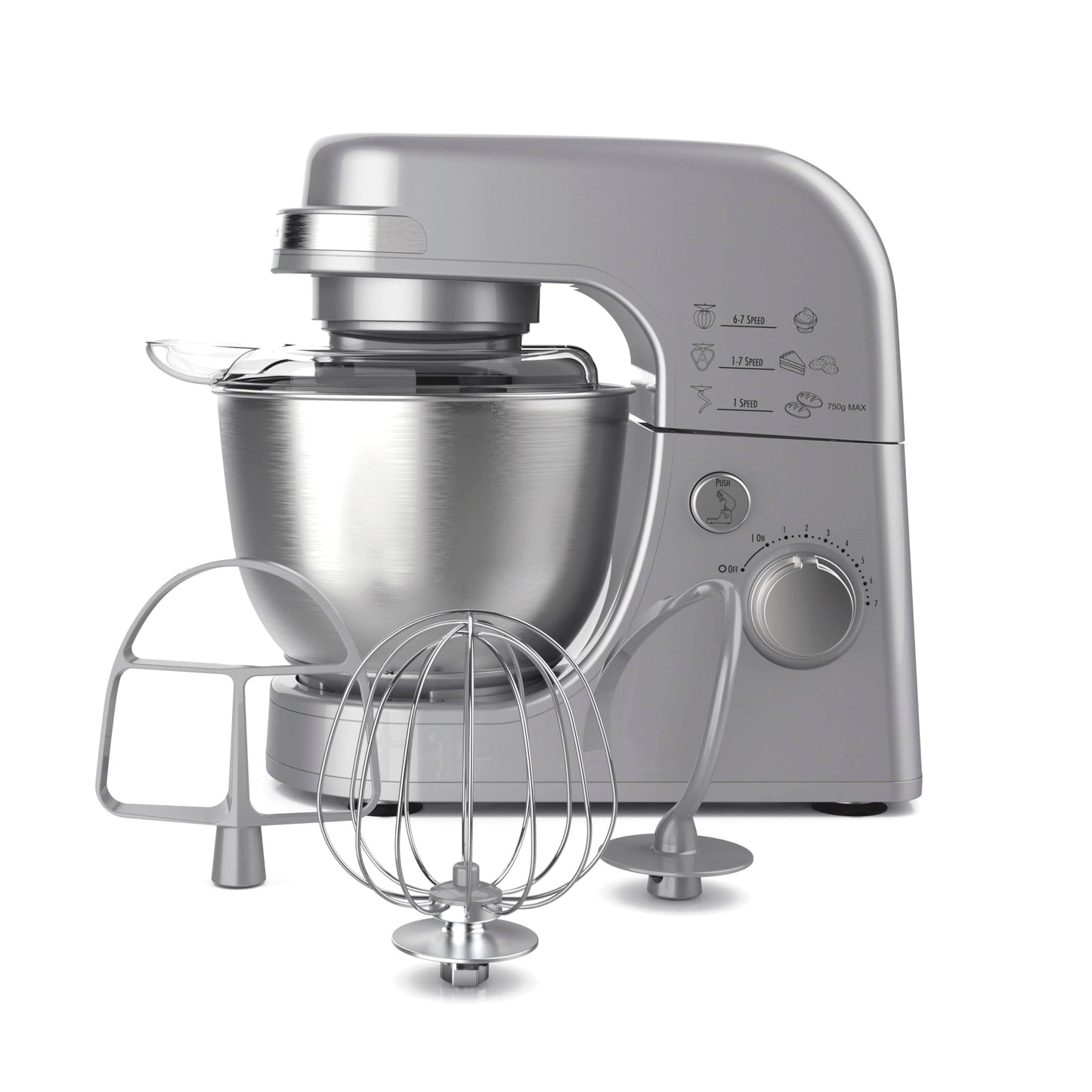 Hamilton Beach Electric Stand Mixer, 4 Quarts, Dough Hook, Flat Beater Attachments, Splash Guard 7 Speeds with Whisk, Black