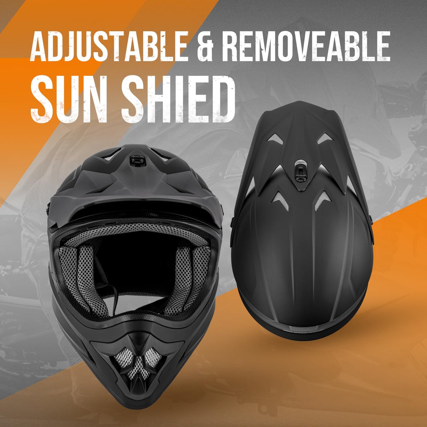 Adult ATV Dirt Bike Helmet with Goggles Gloves & Mask Quick Release Buckle Adjustable Sun Visor Motorcycle Adult Helmet Off-Road Motocross Downhill Moped MX for Unisex-Adult
