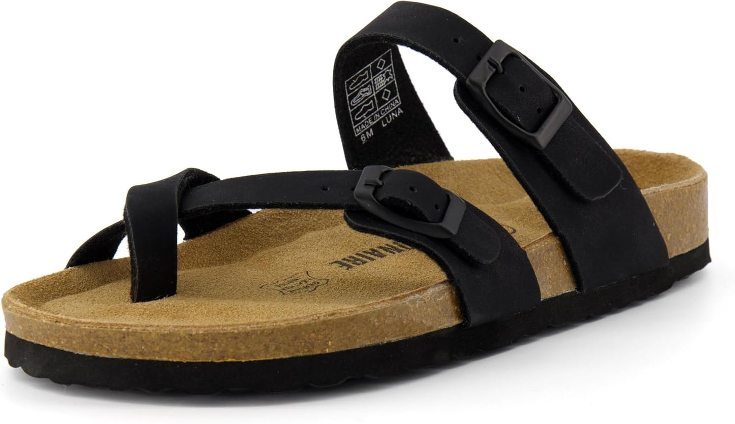CUSHIONAIRE Women's Luna Cork Footbed Sandal With +Comfort