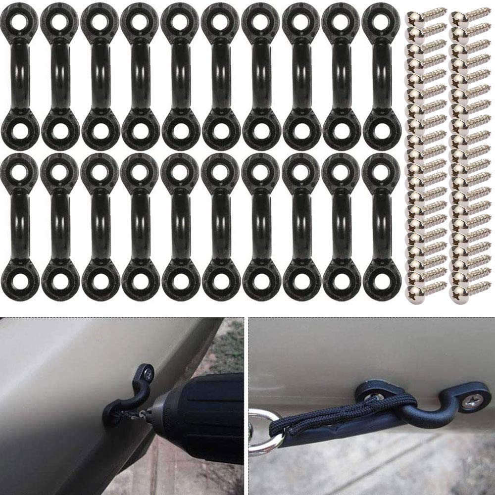 Kayak Pad Eye Kit, 10PCS Nylon Bungee Deck Loops Tie Down Pad Eye with 20 Screws for Boat Kayak Deck Rigging Kit