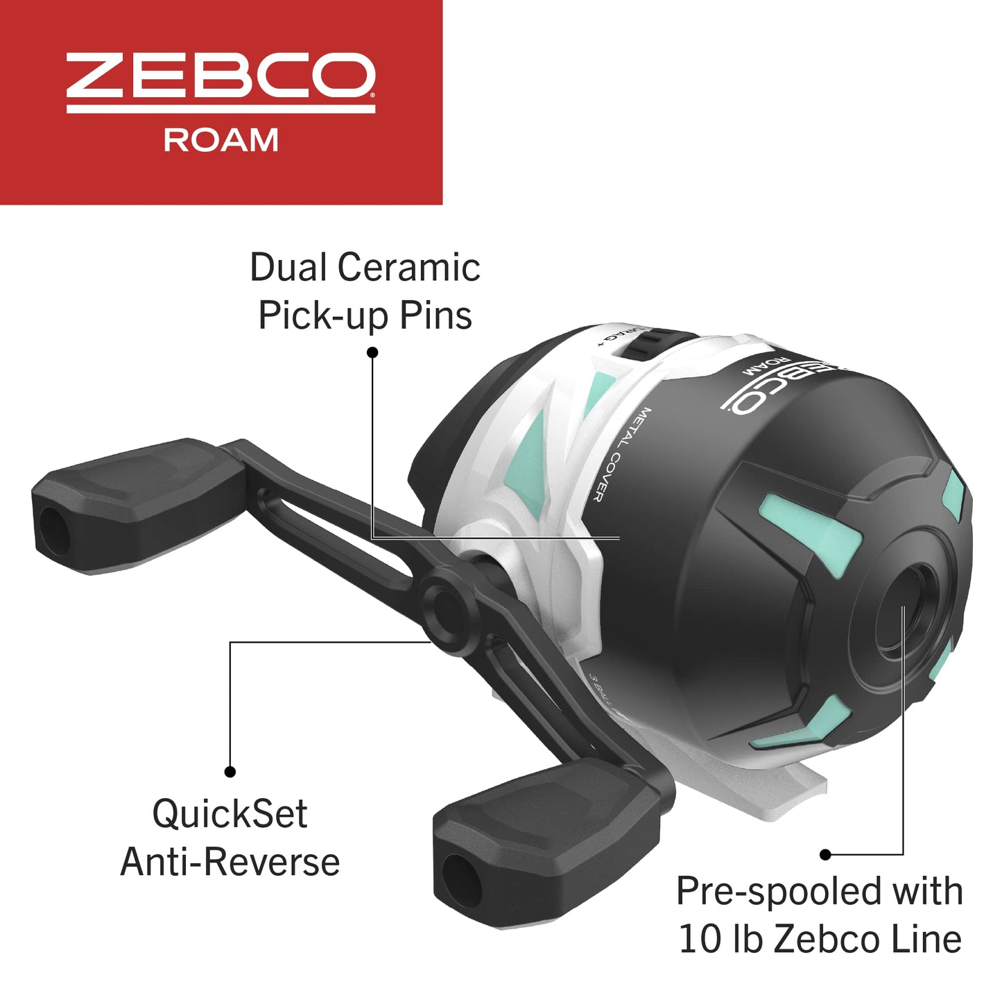 Zebco Roam Telescopic Fishing Rod and Spinning or Spincast Fishing Reel Combo, Durable 6-Foot Fiberglass Rod with ComfortGrip Handle, Pre-spooled with Zebco Cajun Fishing Line