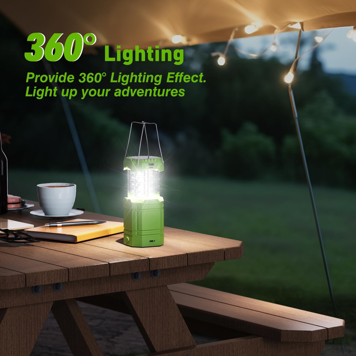 3000 Large Capacity Hand Crank Solar Camping Lantern, Portable Ultra Bright LED Torch, 23-26 Hours Running Time, USB Charger, Electronic Lantern for Outdoor