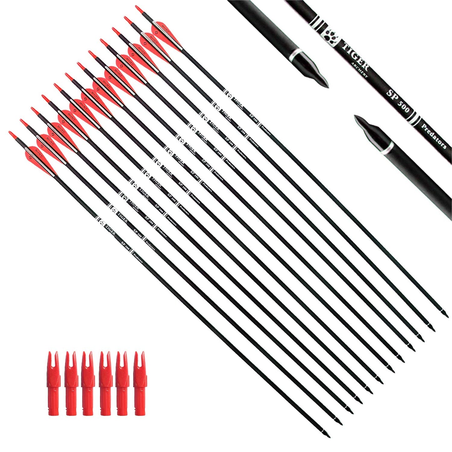 30Inch Carbon Arrow Practice Hunting Arrows with Removable Tips for Compound & Recurve Bow(Pack of 12)