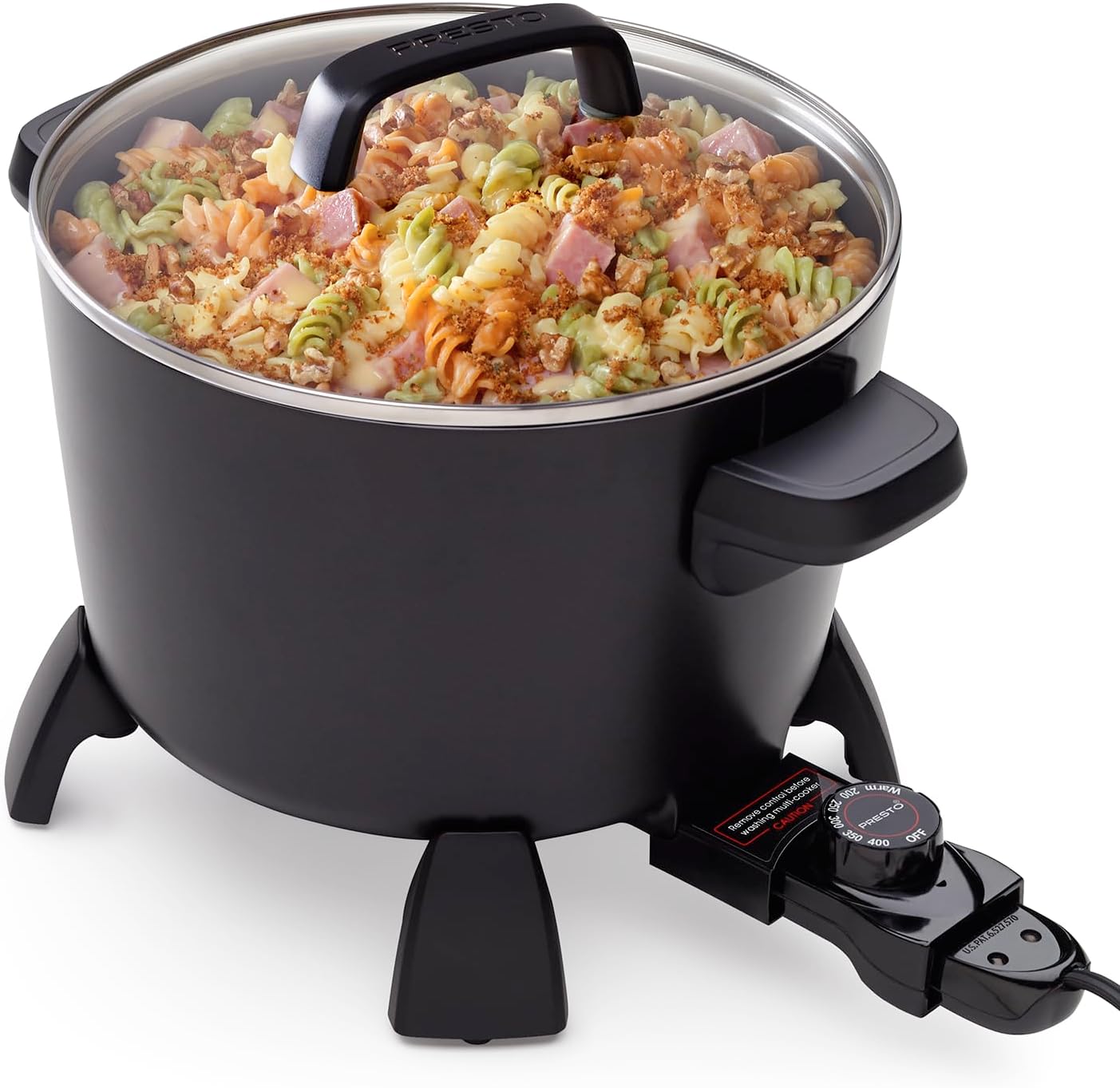 Presto 8-Quart Big Kettle, Steamer and Deep Fryer Multi-Cooker, Black