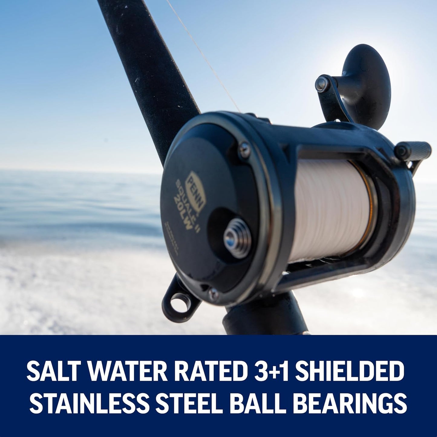 PENN 6'6" Squall II Level Wind Saltwater Rod and Reel Fishing Combo, 1-Piece Fishing Rod, Black/Gold
