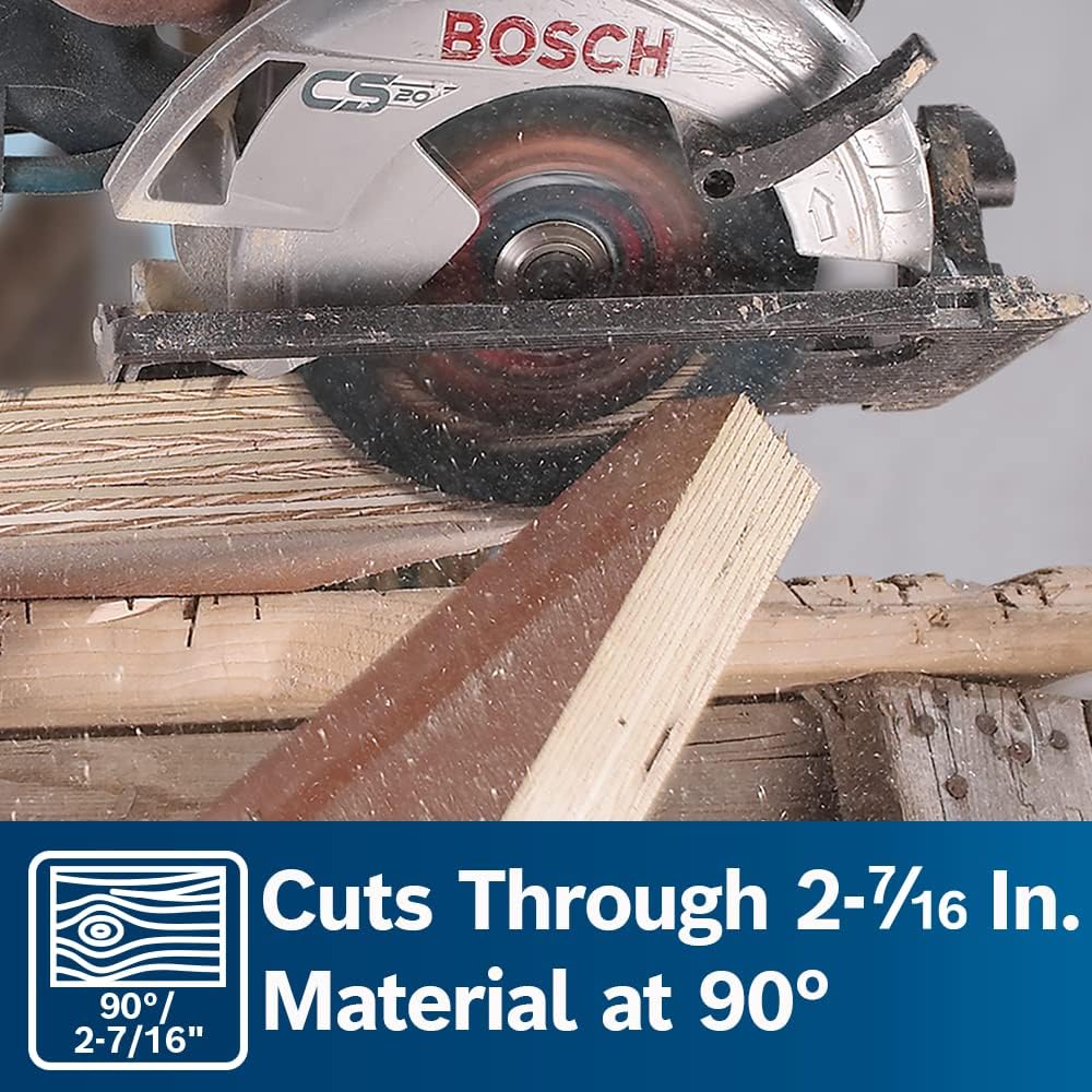 BOSCH CS10 15 Amp Circular Saw 7-1/4 Inch Blade 0-56 Degree Bevel Capacity, 120 Volt