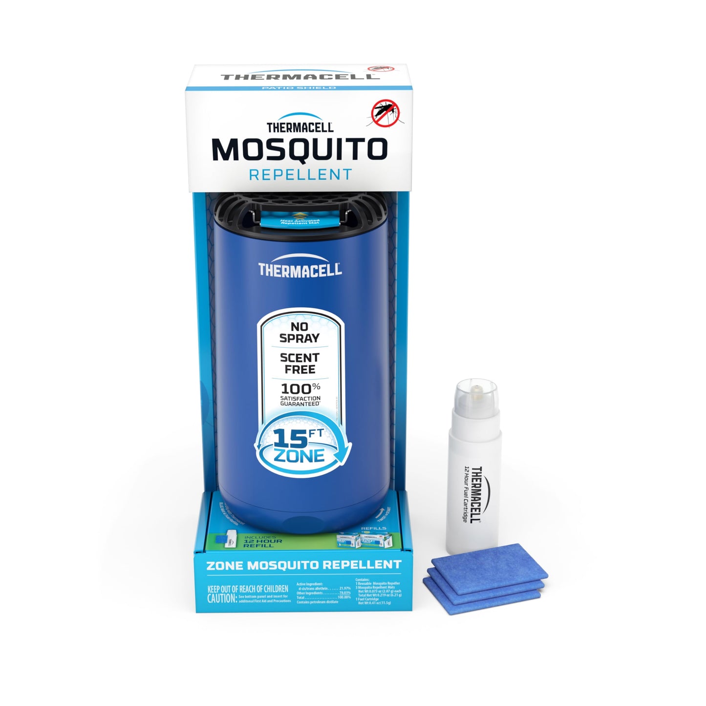 Thermacell Mosquito Repeller Patio Shield; Includes 12-Hour Refill; 15 Foot Zone of Protection; Highly Effective Mosquito Repellent for Patio; Bug Spray Alternative; Scent Free