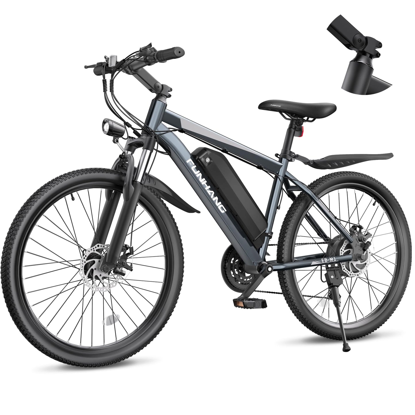 Electric Bike for Adults, 26'' 1000W Peak Ebike, Up to 50 Miles 21.7MPH Electric Mountain Bike with 48V 374.4WH Removable Battery, Adjustable Stem, Fenders, Lockable Suspension Fork, 21-Speed