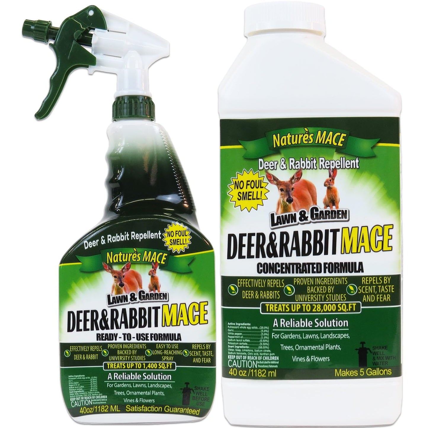 Nature's MACE Deer and Rabbit Repellent 5 Gal Concentrate, Covers 10 Acres,Repel Deer from Your Home & Garden, Safe to use Around Children, Plants & Produce, Protect Your Garden Instantly