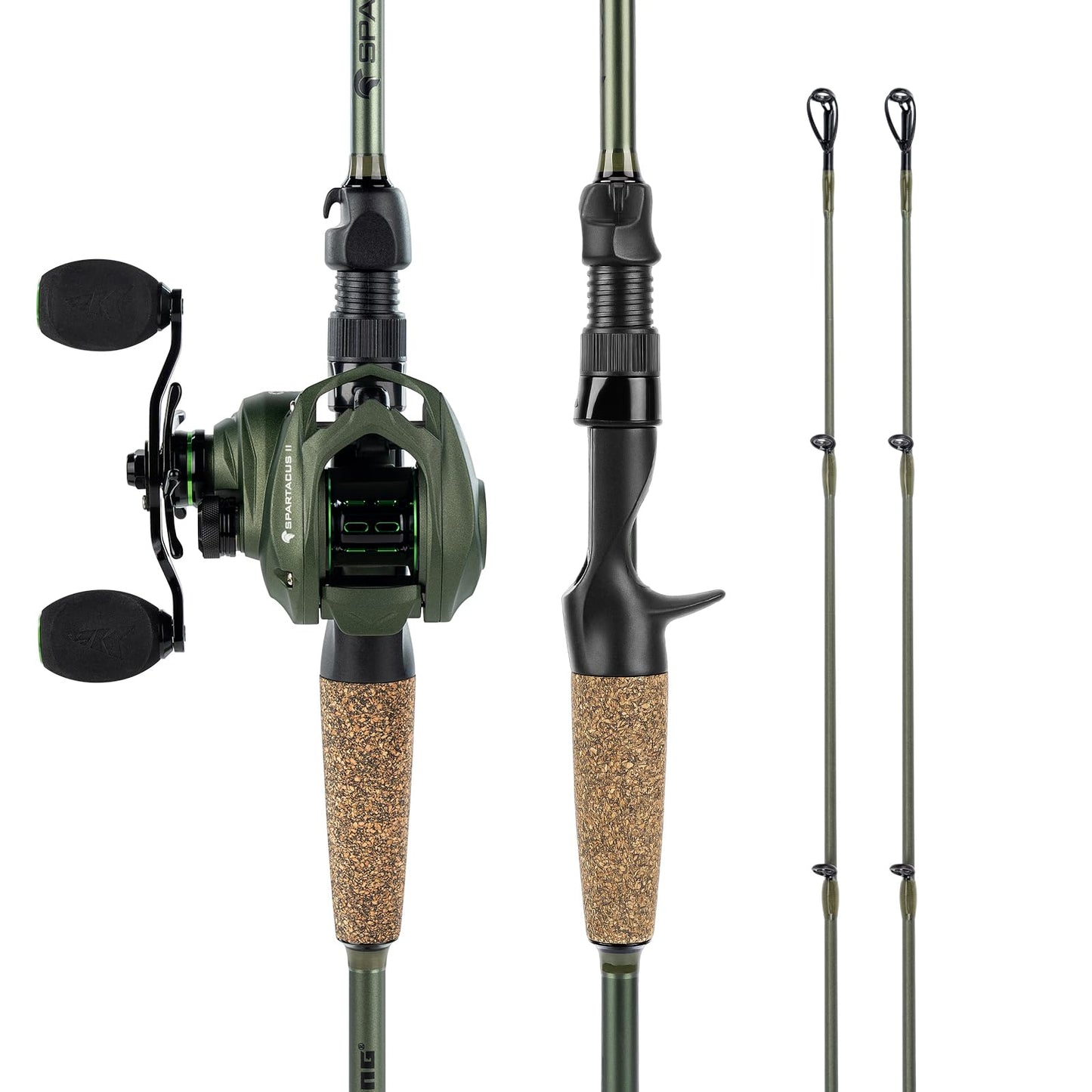 KastKing Spartacus II Twin-Tip Fishing Rod and Reel Combo, Spinning & Casting Combo, Fishing Poles and Reels Combo, KastFlex IM6 Graphite Blanks, 2-Piece Rods with Extra Tips