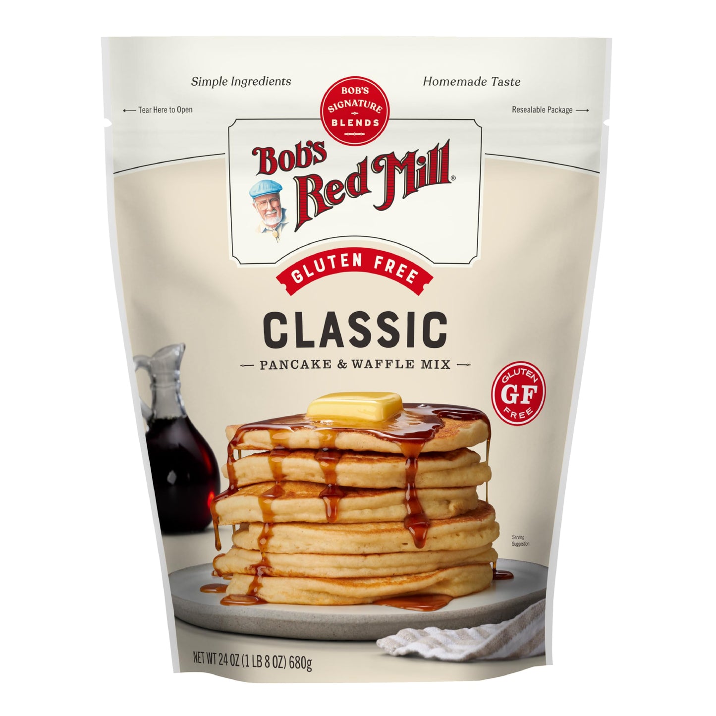 Bob's Red Mill Gluten Free Pancake Mix, 24oz (Pack of 4) - Kosher, Approximately 34 Pancakes per Bag, Packaging May Vary