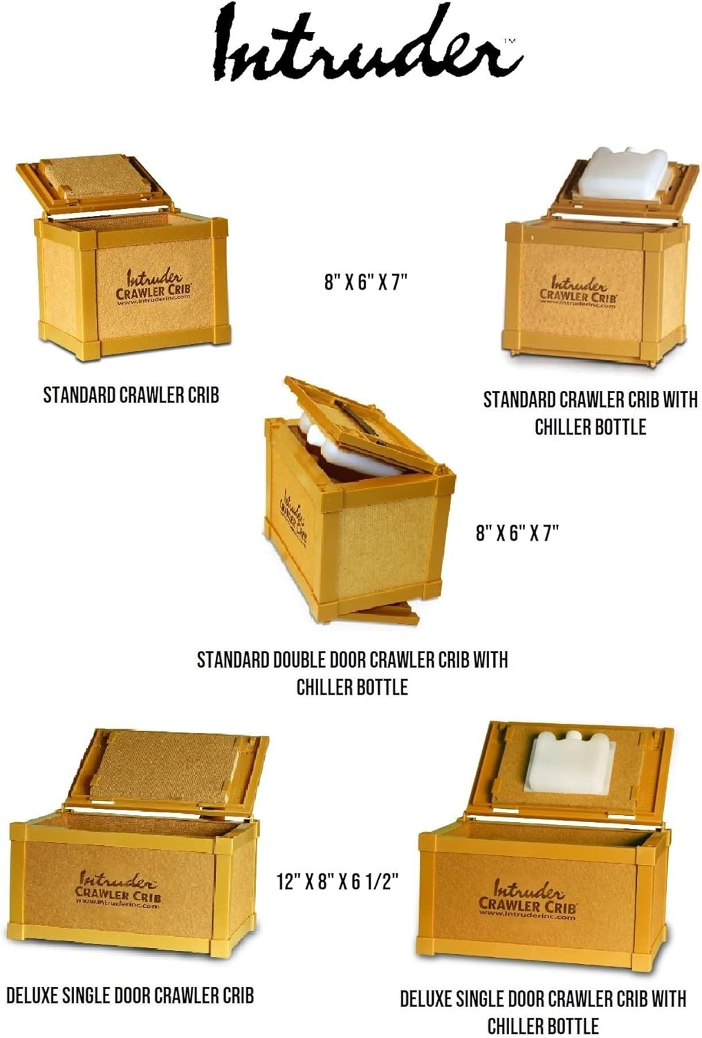 INTRUDER CrawlerCrib Nightcrawler Worm Bait Box, Keeps Bait Fresh, Packed with Good N' Lively Worm Bedding, Small Medium Large Deluxe (Standard Single Door w/Chiller)