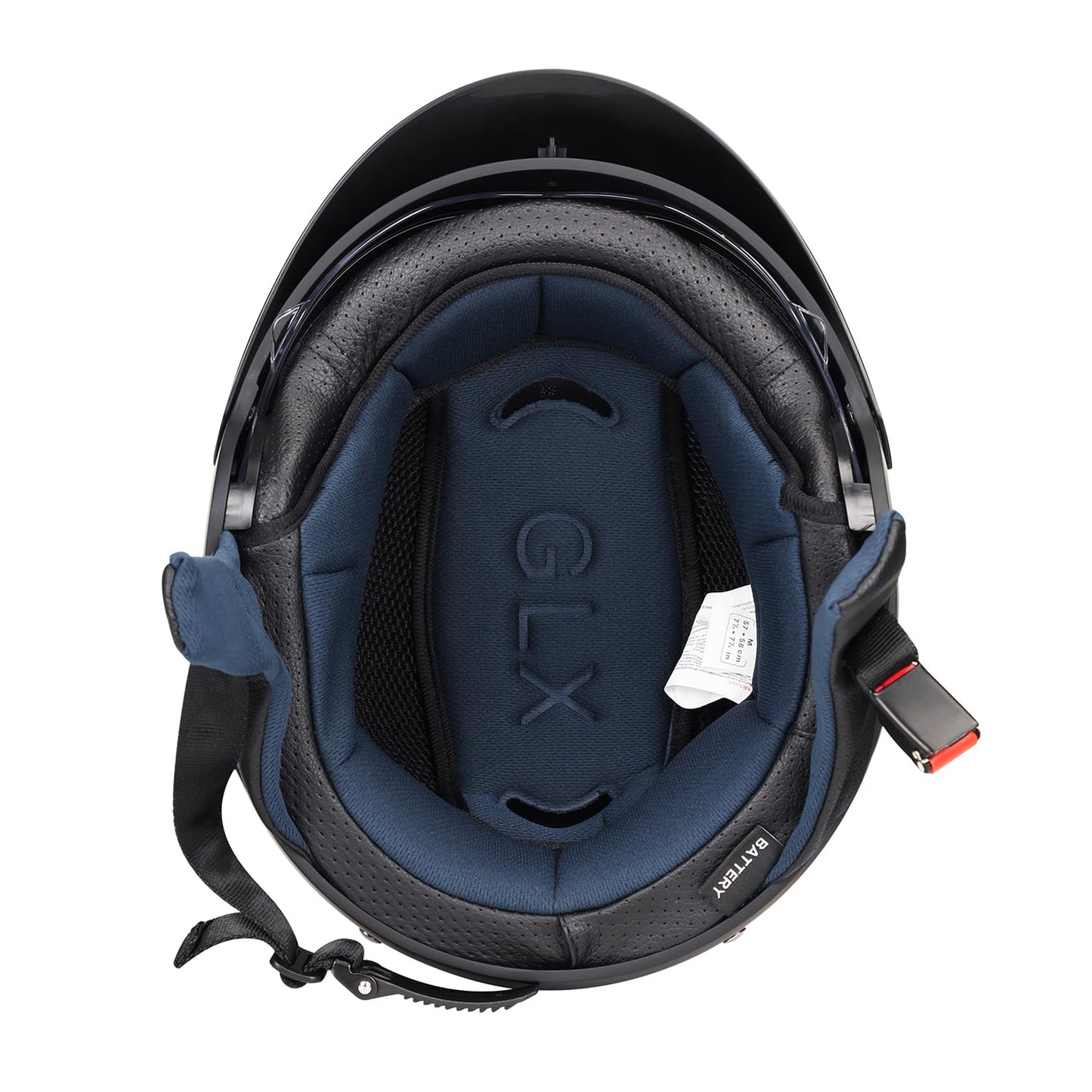 GLX M14 Open Face Motorcycle Helmet - Matte Black, Large - DOT Approved