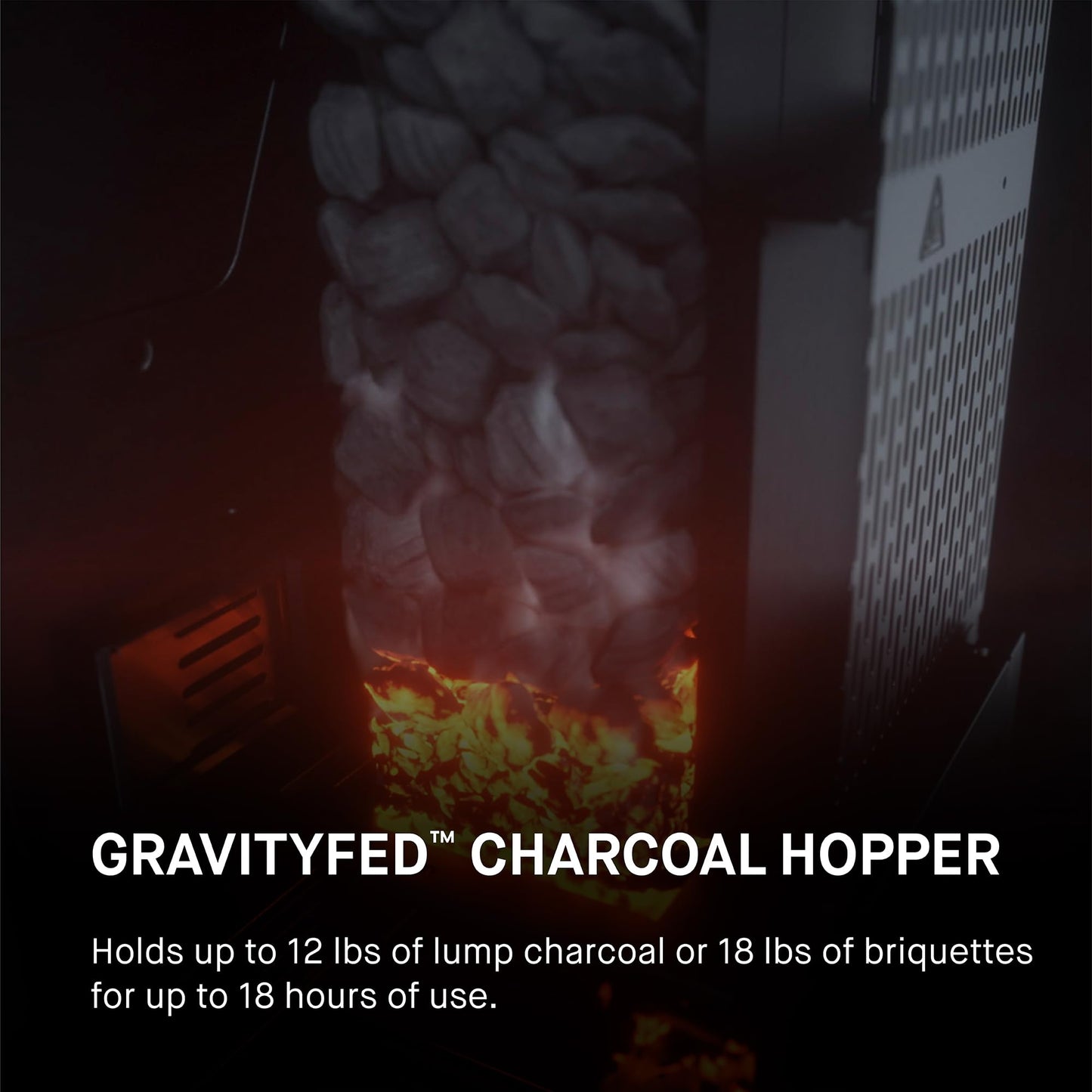 Masterbuilt® Gravity Series® 600 Digital Charcoal Grill and Smoker,WiFi Technology, GravityFed™ Charcoal Hopper, 600 Cooking Sq. Inches, Reversible Smoke&Sear Cast Iron Grates, Black, Model MB20041023