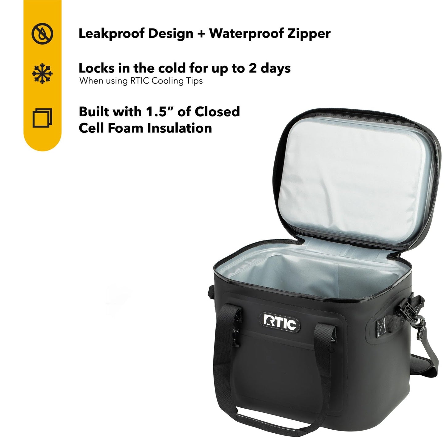 RTIC Ultra-Tough Soft Cooler 30 Can, Insulated Bag Portable Ice Chest Box for Lunch, Beach, Drink, Beverage, Travel, Camping, Picnic, Car, Trips, Floating Cooler Leak-Proof with Zipper