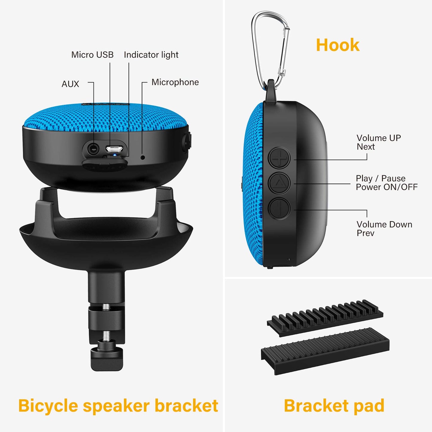 Onforu Portable Bluetooth Speaker for Bike, IP65 Waterproof Mini Outdoor Shower Travel Speakers, Bike Accessories Wireless Bicycle Speaker with Loud Sound for Riding, Ideal Gift