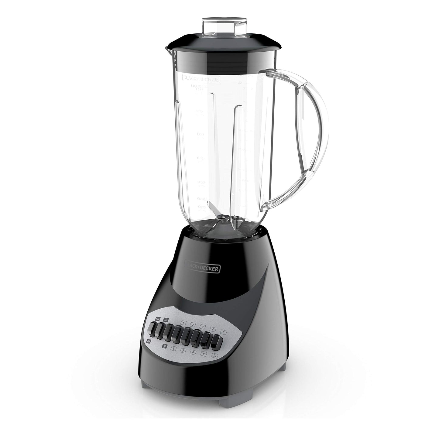 BLACK+DECKER 10-Speed Countertop Blender, Pulse Button, 6-Cup Glass Jar, Dishwasher-Safe, Stainless Steel Blade, Suction Feet