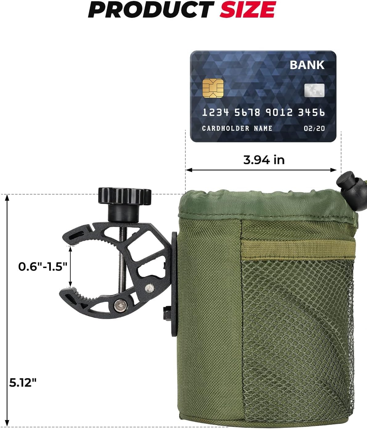 KEMIMOTO Motorcycle Cup Holder, Oxford Fabric Motorcycle Drink Holder with 0.6"-1.5" Alligator Clamp, Universal Water Bottle Cup Accessories for Bike, ATV/UTV, Scooter, Boat, Walker