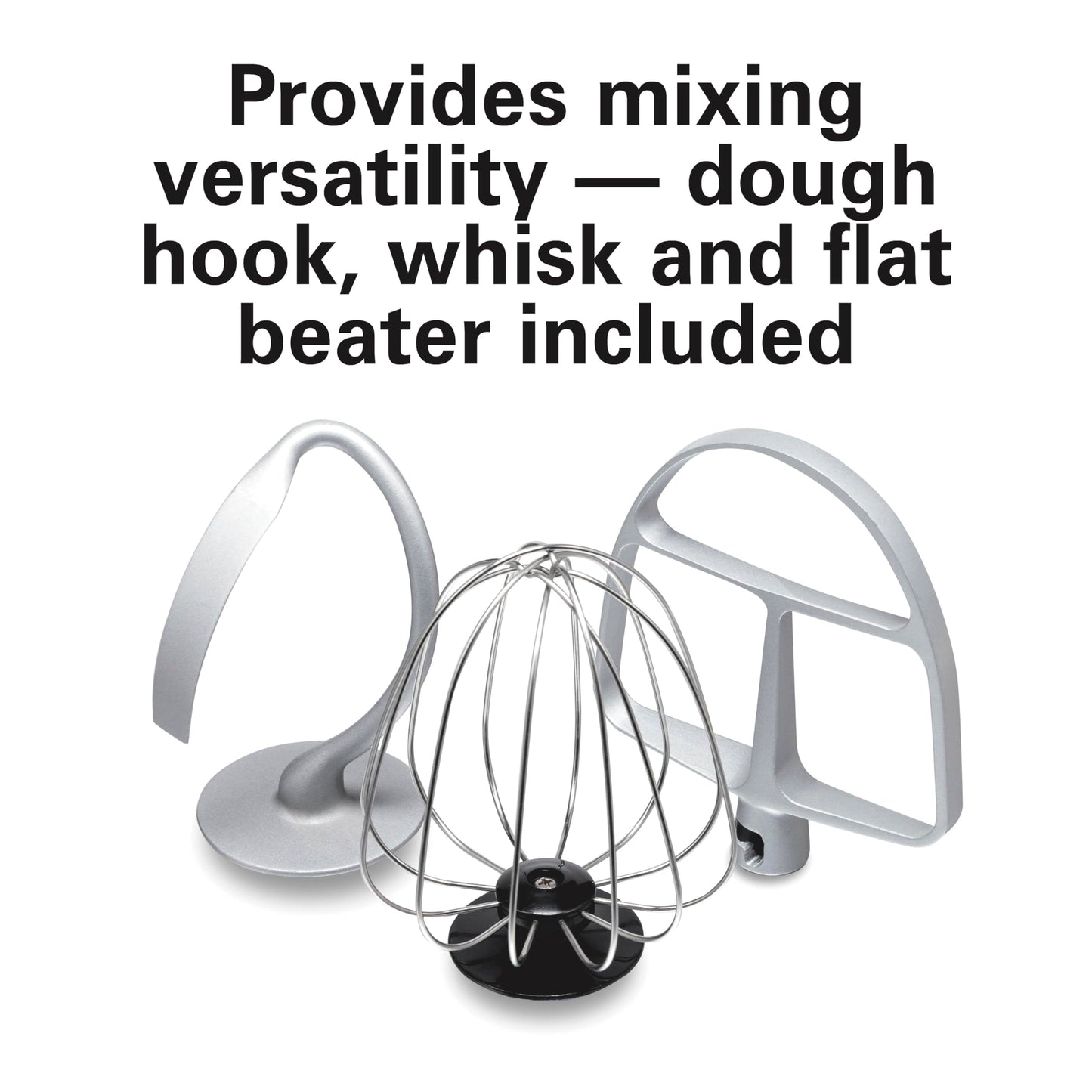 Hamilton Beach Electric Stand Mixer, 4 Quarts, Dough Hook, Flat Beater Attachments, Splash Guard 7 Speeds with Whisk, Black