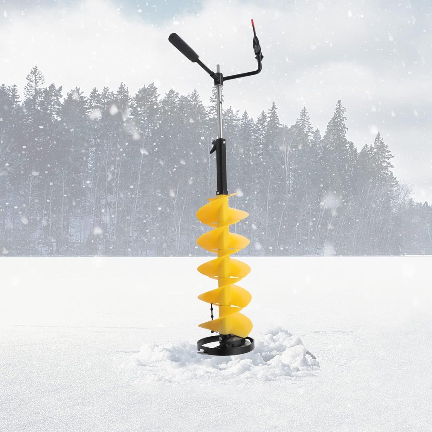 8" Cordless Ice Drill Auger Nylon Ice Fishing Drill W/Centering Point Blade with Drill Adapter & Top Plate for Ice Fishing