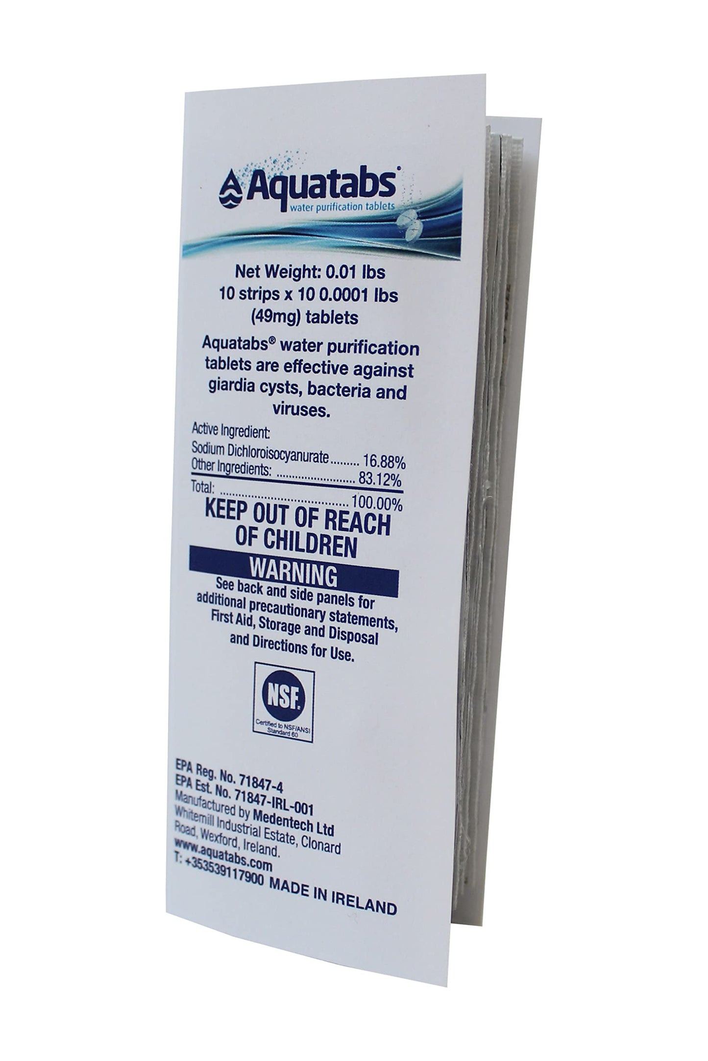 Aquatabs 397mg Water Purification Tablets (100 Pack). Water Filtration System for, Camping, Boating, Emergencies, Survival, RVs, and Marine-Use. Easy to Use Treatment and Disinfection.