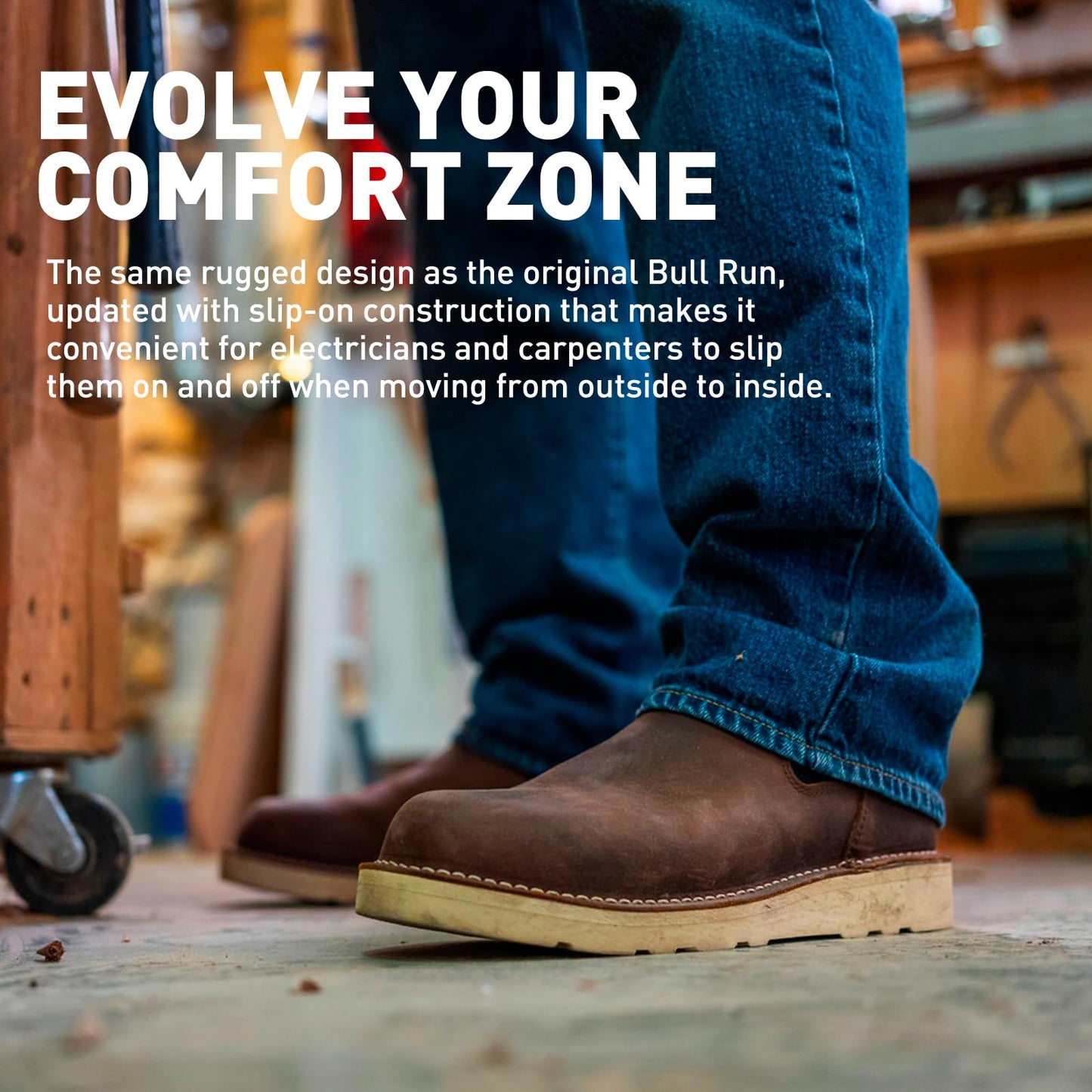 Danner 6” Bull Run Chelsea Work Boots for Men - Oiled Full-Grain Leather Upper with Mesh Lining, 3-Density Cushion Footbed, and Non Slip Wedge Outsole