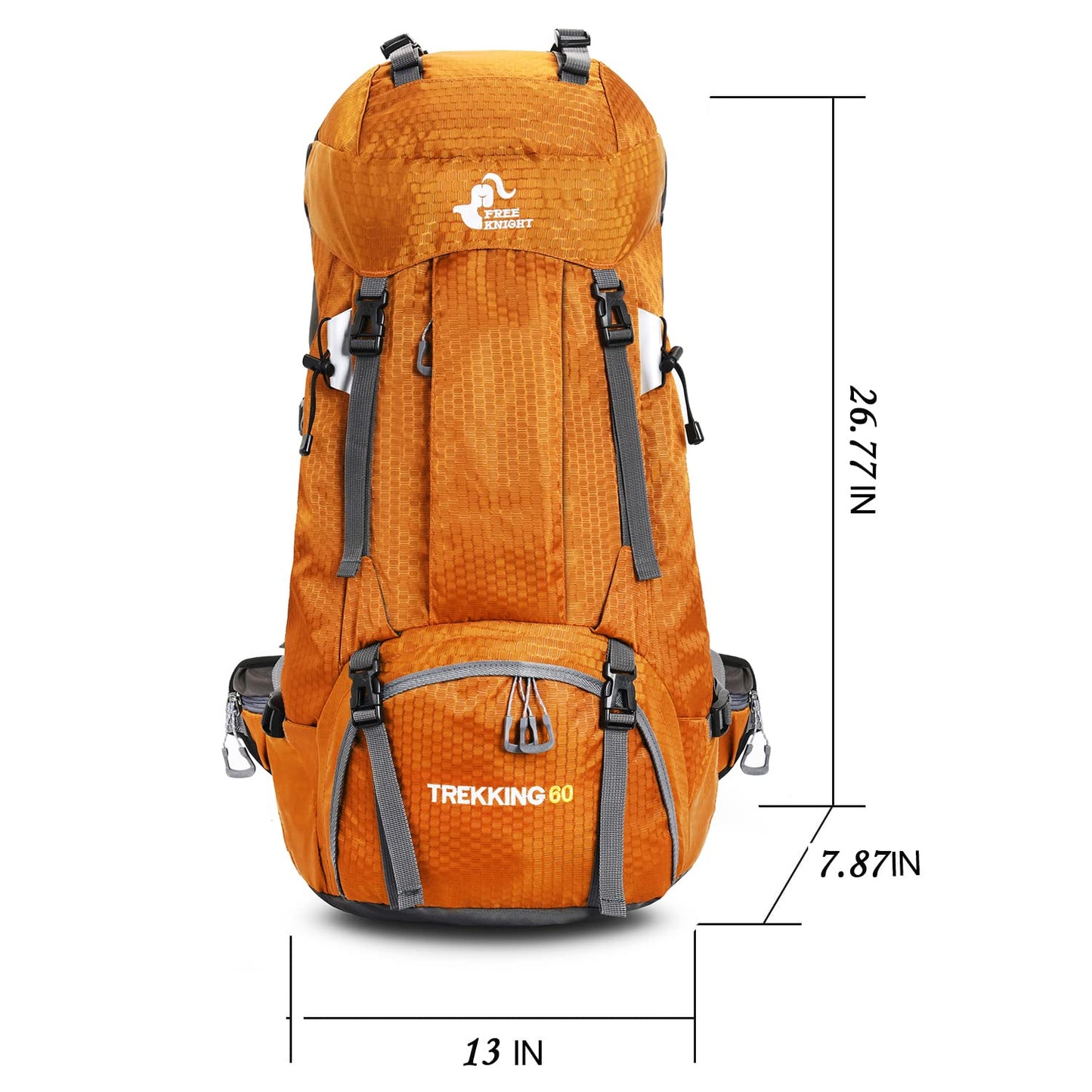 Bseash 60L Waterproof Hiking Camping Backpack with Rain Cover, Large Outdoor Sport Travel Daypack Rucksack for Climbing