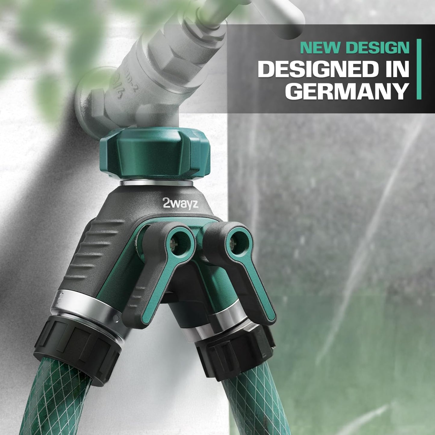 Hose Splitter 2 Way Heavy Duty - 2WAYZ Outdoor Faucet and Garden Hose Splitters - Durable Water Spigot Splitter Y Adapter - All-Metal Water Pipe Connector with Shut-Off Valve - 4" x 4" x 1.5"