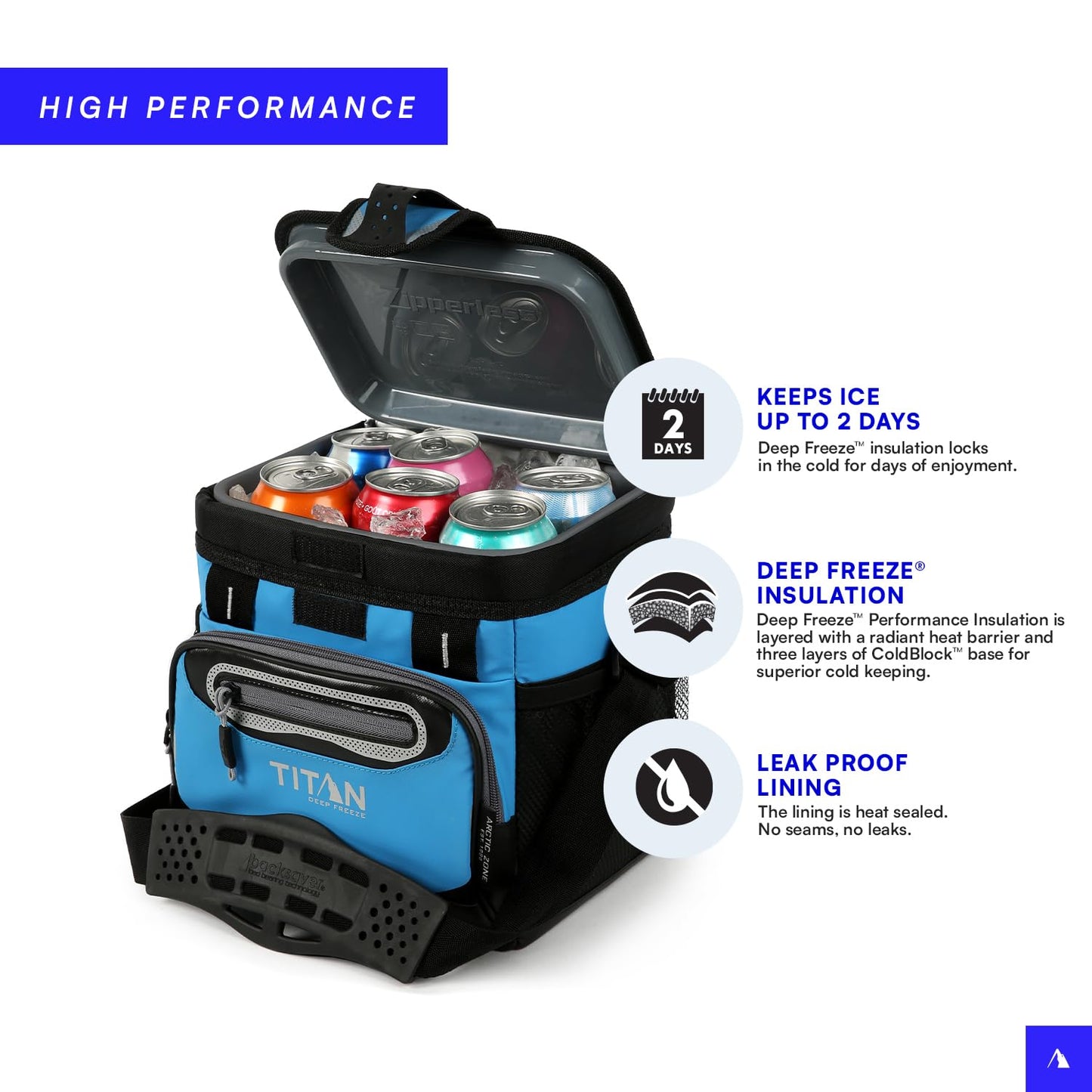 Titan Deep Freeze Cooler Zipperless Hardbody Cooler - Deep Freeze Insulation, HardBody Liner, and SmartShelf