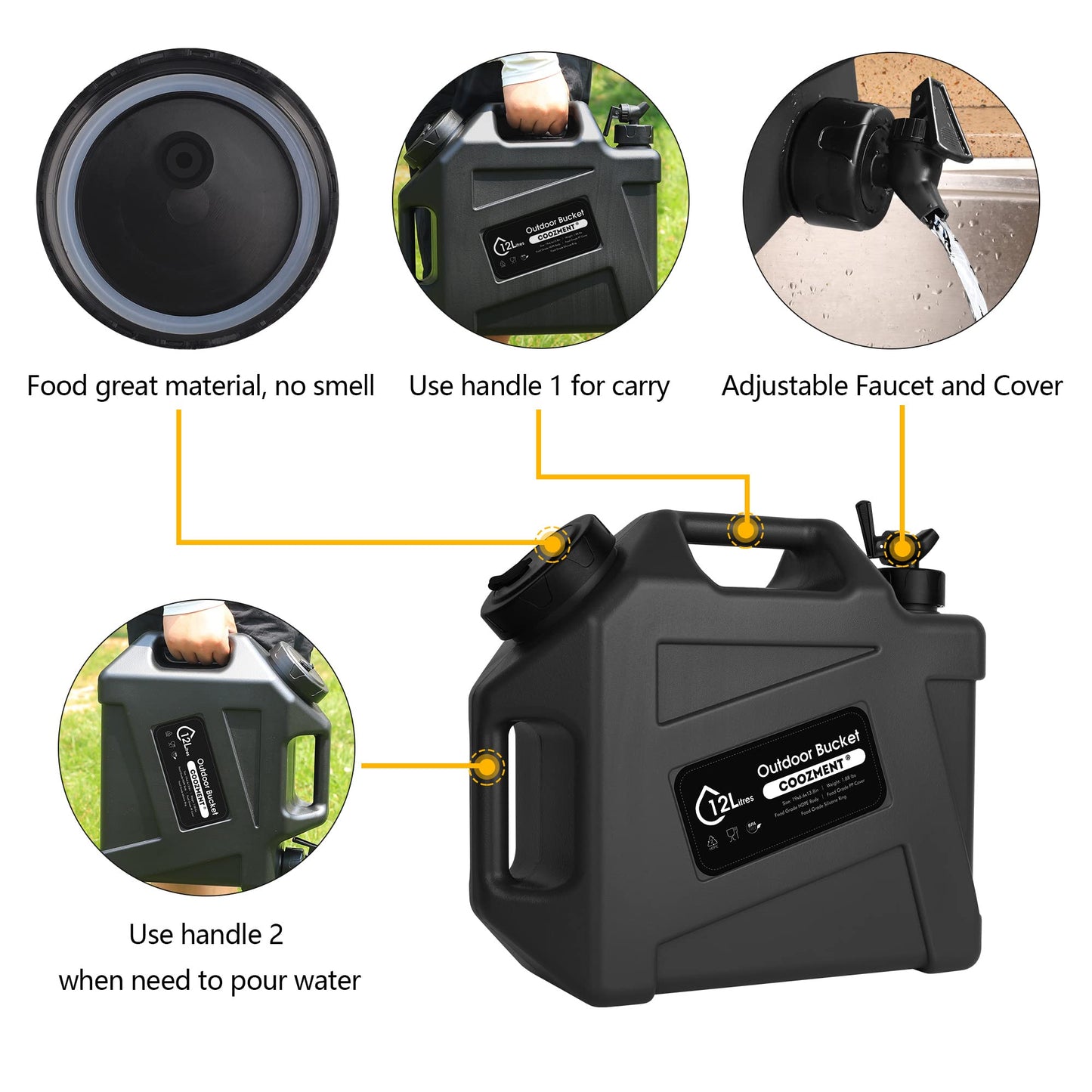 3.2 Gallon/5 Gallon Water Containers with Spigot, BPA Free Water Jug, Military Green Water Tank, Multifunction Water Storage Containers for Camping Outdoor Hiking,Emergency Stroage
