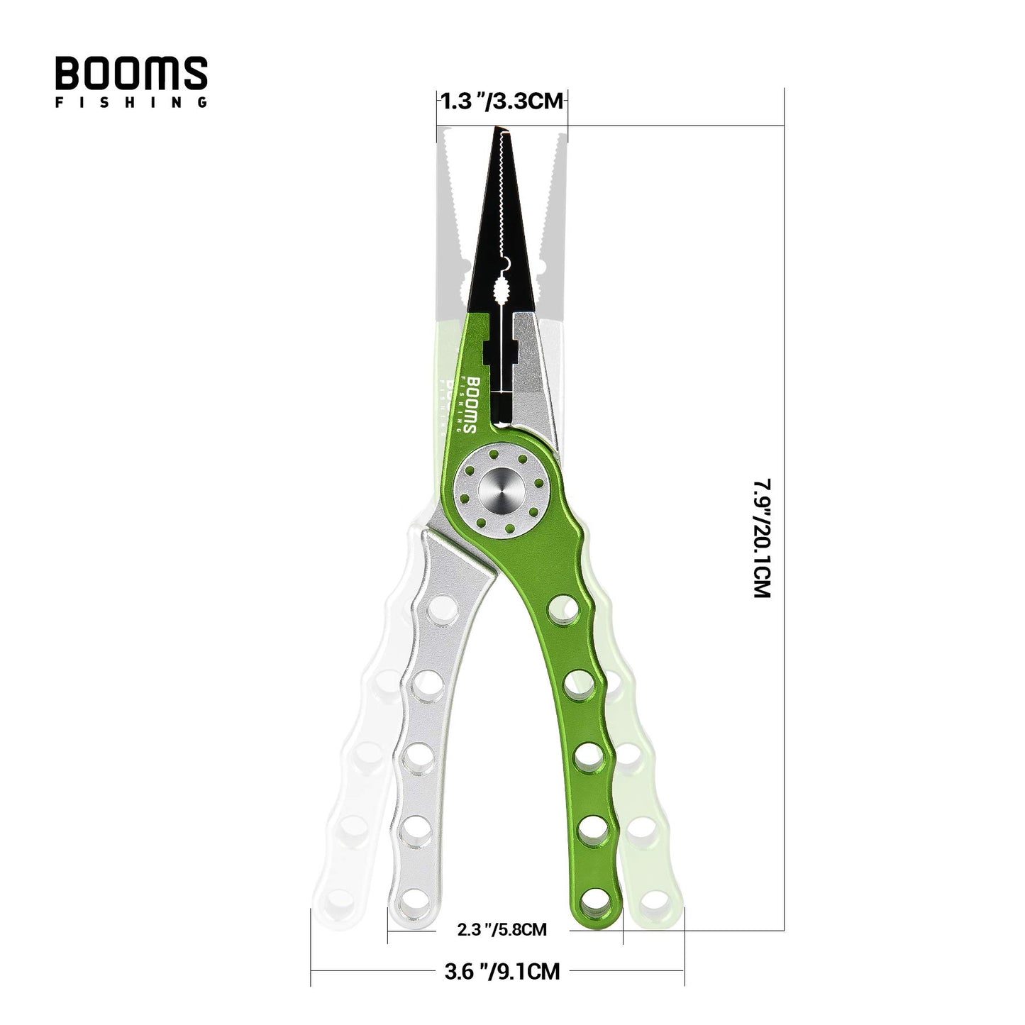 Booms Fishing X1 Aluminum Fishing Pliers Saltwater, Surf Fishing Tackle Kit, Fishing Multitool Hook Remover Braided Fishing Line Cutting and Split Ring with Coiled Lanyard and Sheath