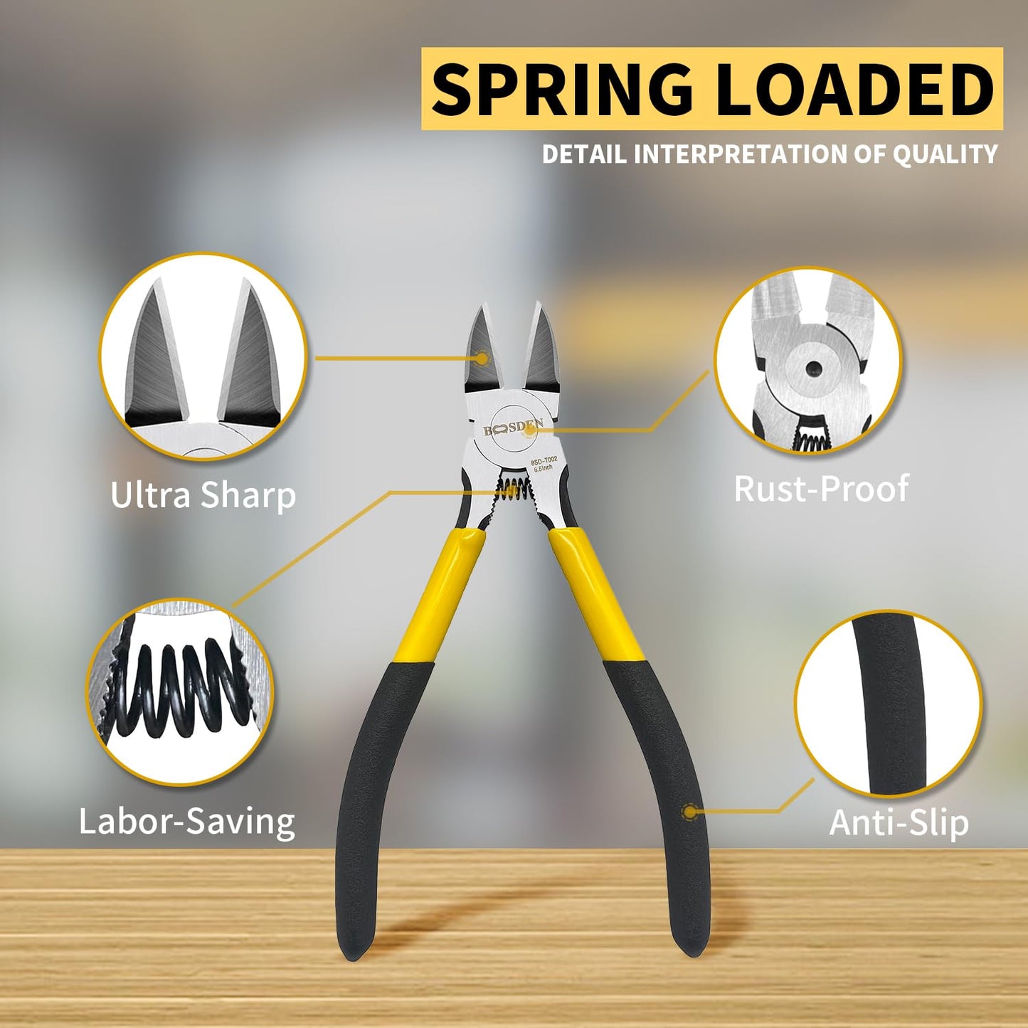 Wire Cutters 10 Pack, 6.5 inch, BOOSDEN Flush Cutters, Spring Loaded Cutting Pliers, Side Cutters, Dykes Cutter, Wire Clippers, Plastic Cutter, Wire Cutters for Jewelry, Floral, Electrical