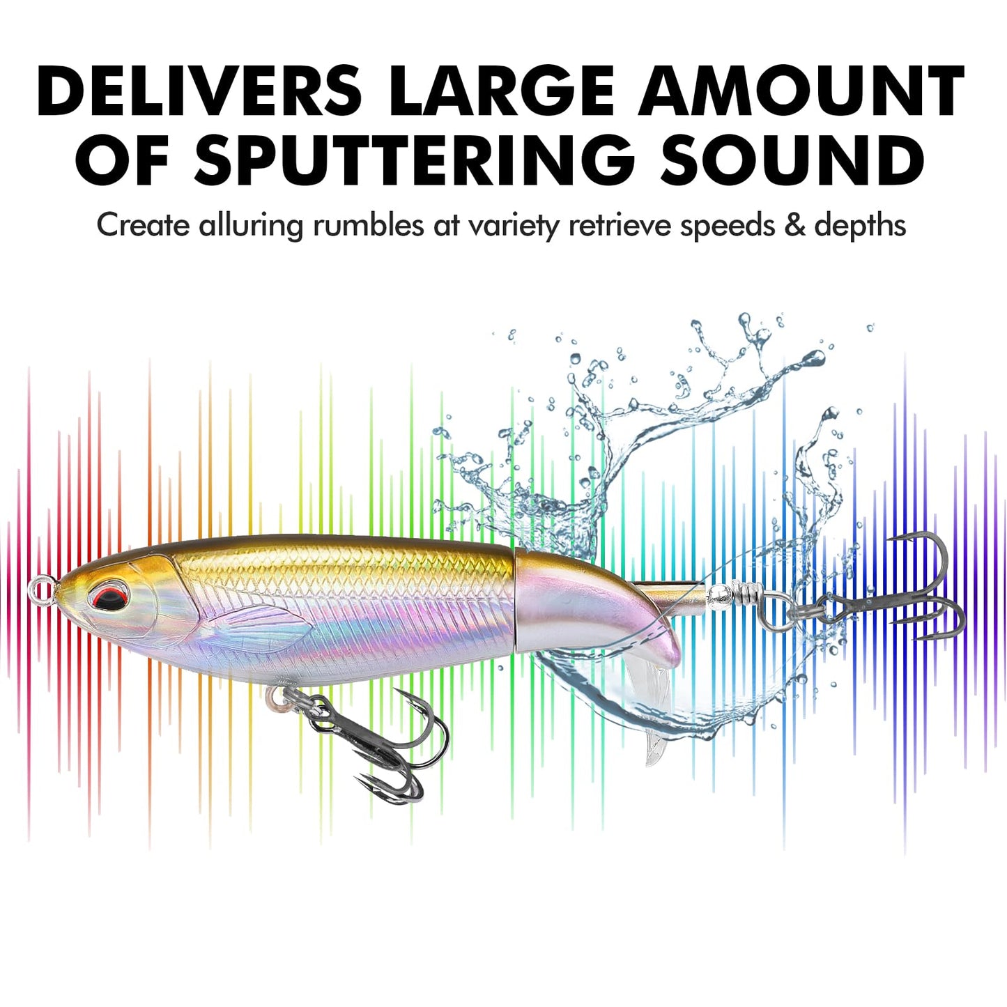 TRUSCEND PoPobait Plopper with BKK Hooks, Top Water Fishing Lures for Bass Walleye Pike Catfish Musky Perch, Floating Lure for Freshwater or Saltwater, Amazing Teasers Fishing Gifts for Family Fishing