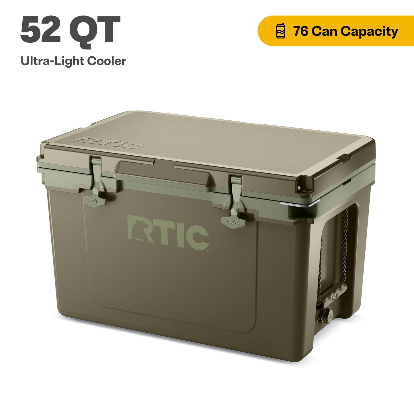RTIC Ultra-Light 52 Quart Hard Cooler Insulated Portable Ice Chest Box for Beach, Drink, Beverage, Camping, Picnic, Fishing, Boat, Barbecue, 30% Lighter Than Rotomolded Coolers