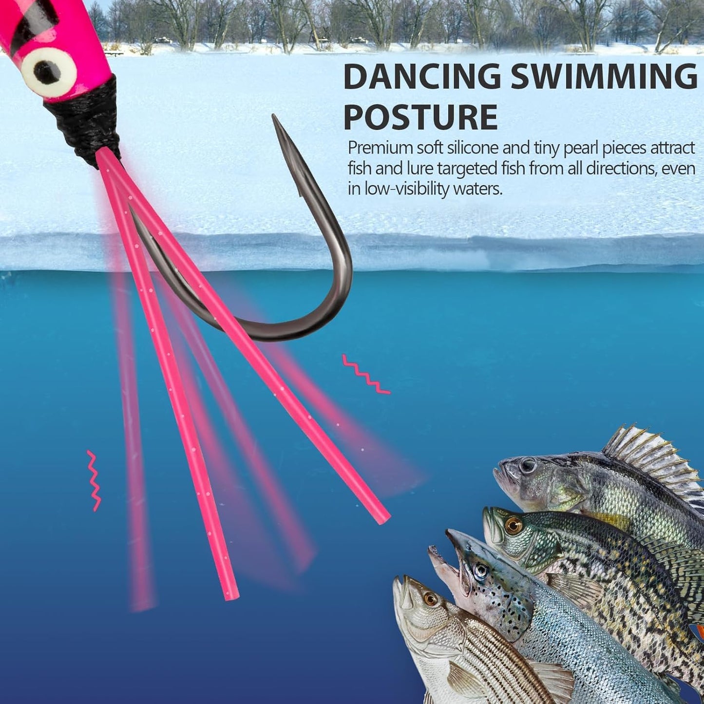 THKFISH Ice Fishing Jigs Kit, Jigs Heads for Ice Fishing Gear, Ice Fishing Lures for Panfish, Crappie, Walleye, Perch, Trout and Bluegill 18/40/70pcs