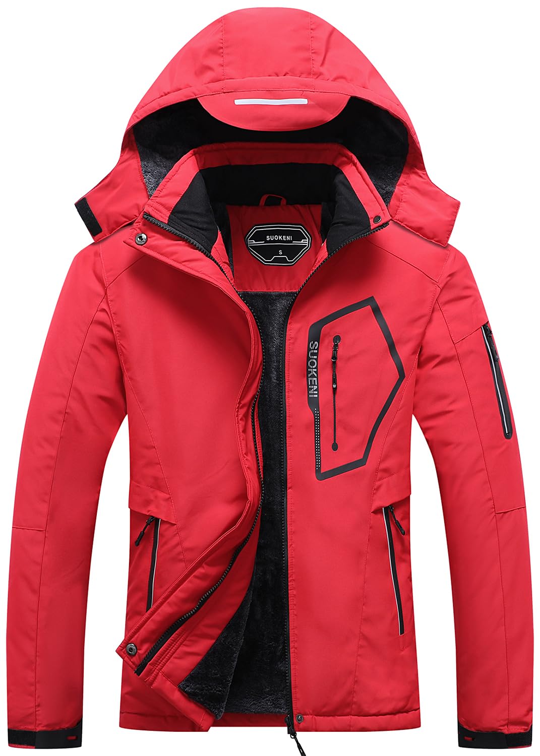 SUOKENI Women's Waterproof Warm Winter Snow Coat Hooded Raincoat Ski Snowboarding Jacket