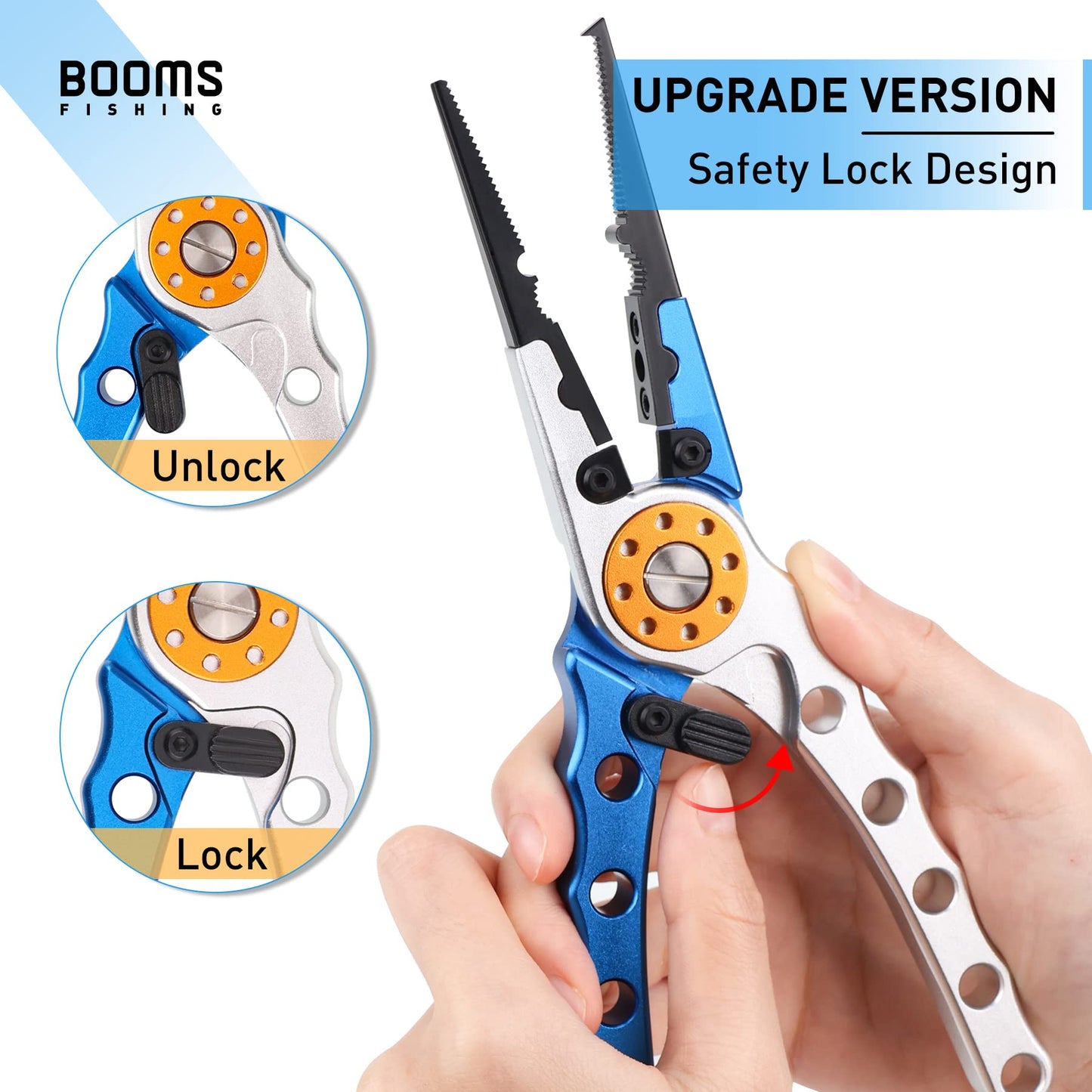 Booms Fishing X1 Aluminum Fishing Pliers Saltwater, Surf Fishing Tackle Kit, Fishing Multitool Hook Remover Braided Fishing Line Cutting and Split Ring with Coiled Lanyard and Sheath