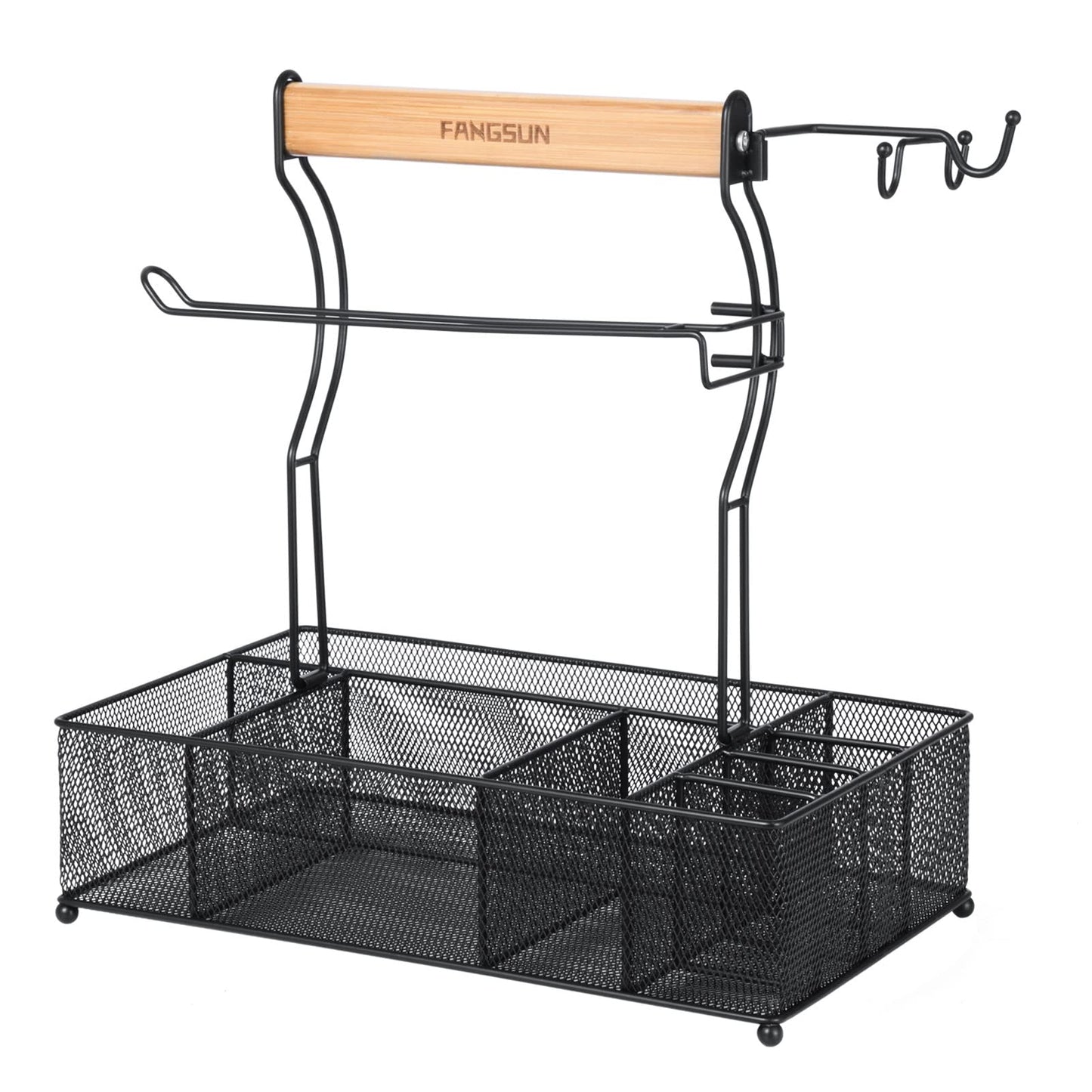 FANGSUN Grill Caddy, BBQ Caddy with Paper Towel Holder, Picnic Condiment Utensil Caddy for Outdoor Camping, Barbecue Accessories Storage Organizer for Griddle Grilling Tool, Rv Patio Camper Must