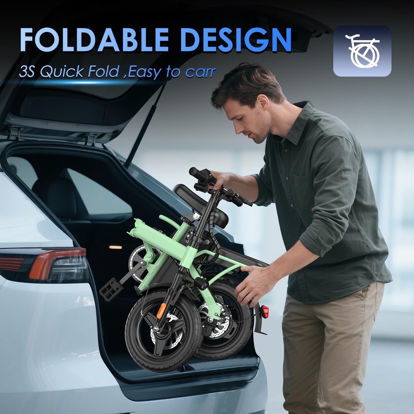 E14 Electric Bike for Adults 500W Motor, Folding Ebike 14" Adults Electric Bicycles, 48V 13Ah Removable Battery UL 2849 Certified, 25 Miles PAS Range
