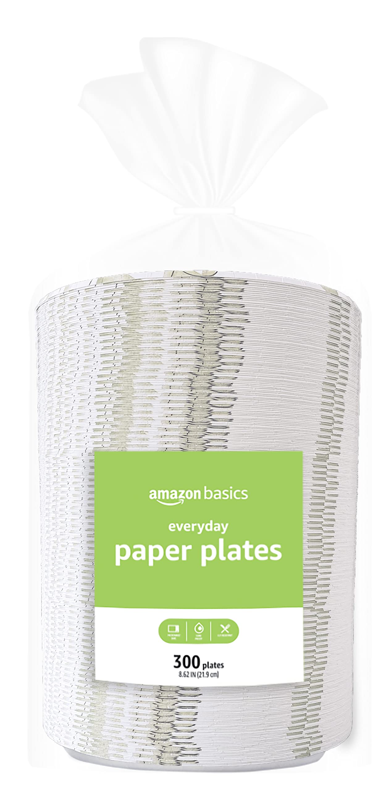 Amazon Basics Everyday Paper Plates, 8.62 Inch, Disposable, 200 Count