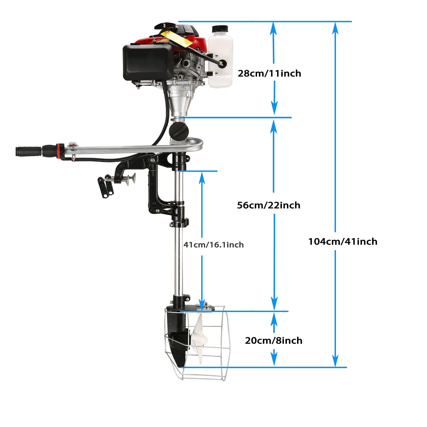 CUKUSIN Outboard Motor Boat Engine 4 Stroke 4.0 HP Marine Boat Motor with Air Cooling System and Manual Pull Start for Inflatable Fishing Boats Yachts Water Sport Tools, with Shade