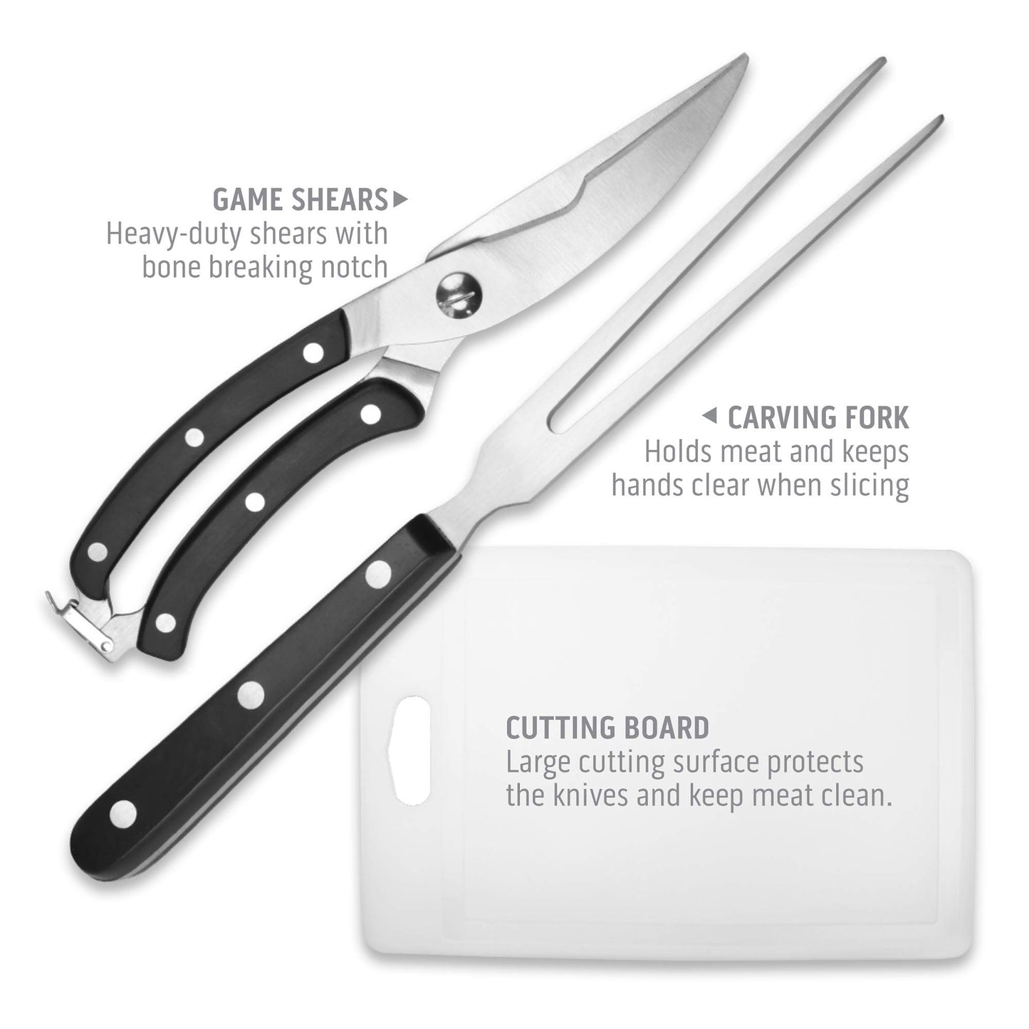 Outdoor Edge Game Processor, PR-1, Complete 12-Piece Hunting Knife Kit for Processing Big Game, Full Tang 420J2 Stainless Razor Sharp Blades, TPR Non-Slip Handles, Sturdy Hide-Side Storage Case