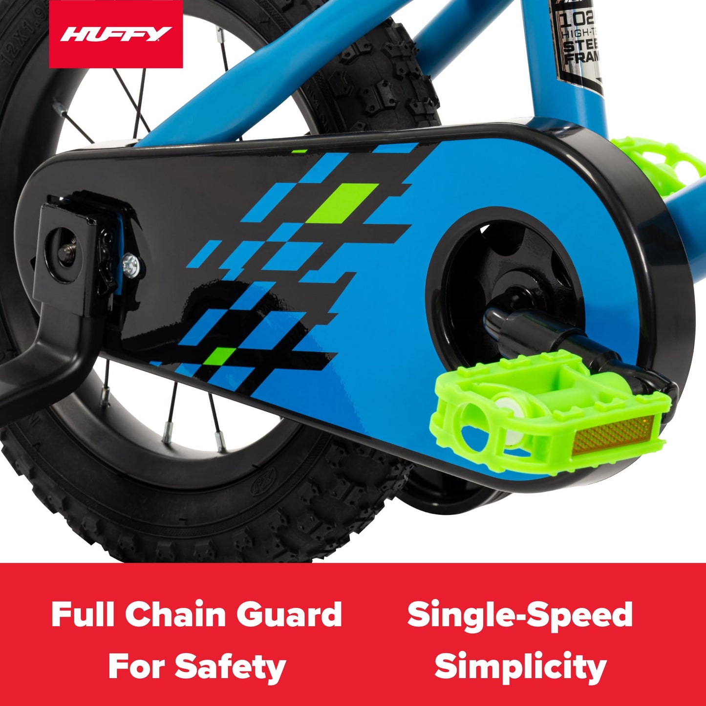 Huffy ZRX 12" Kids Bike, Ideal for Ages 3 to 5 Years Old, Front Pegs, BMX Style Handlebar, EZ Build Assembly, Designed for Growth, Durable Steel Frame, Enclosed Chain Guard, Blue