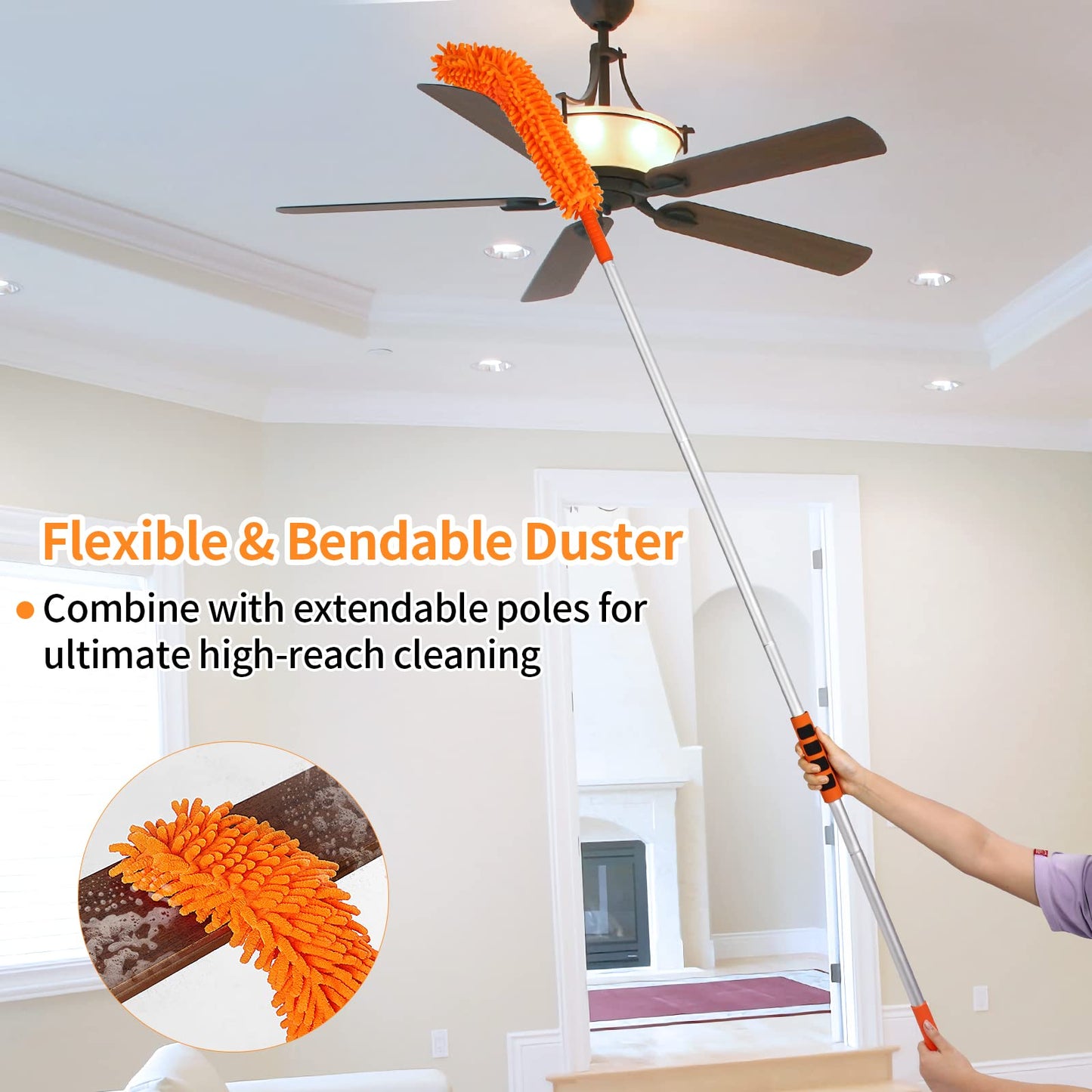 62'' Car Wash Brush with Long Handle Chenille Microfiber Car Wash Mop Mitt Car Cleaning Kit Windshield Window Squeegee Car Duster Microfiber Towels Wheel Tire Brush for Cars RV Truck Boat